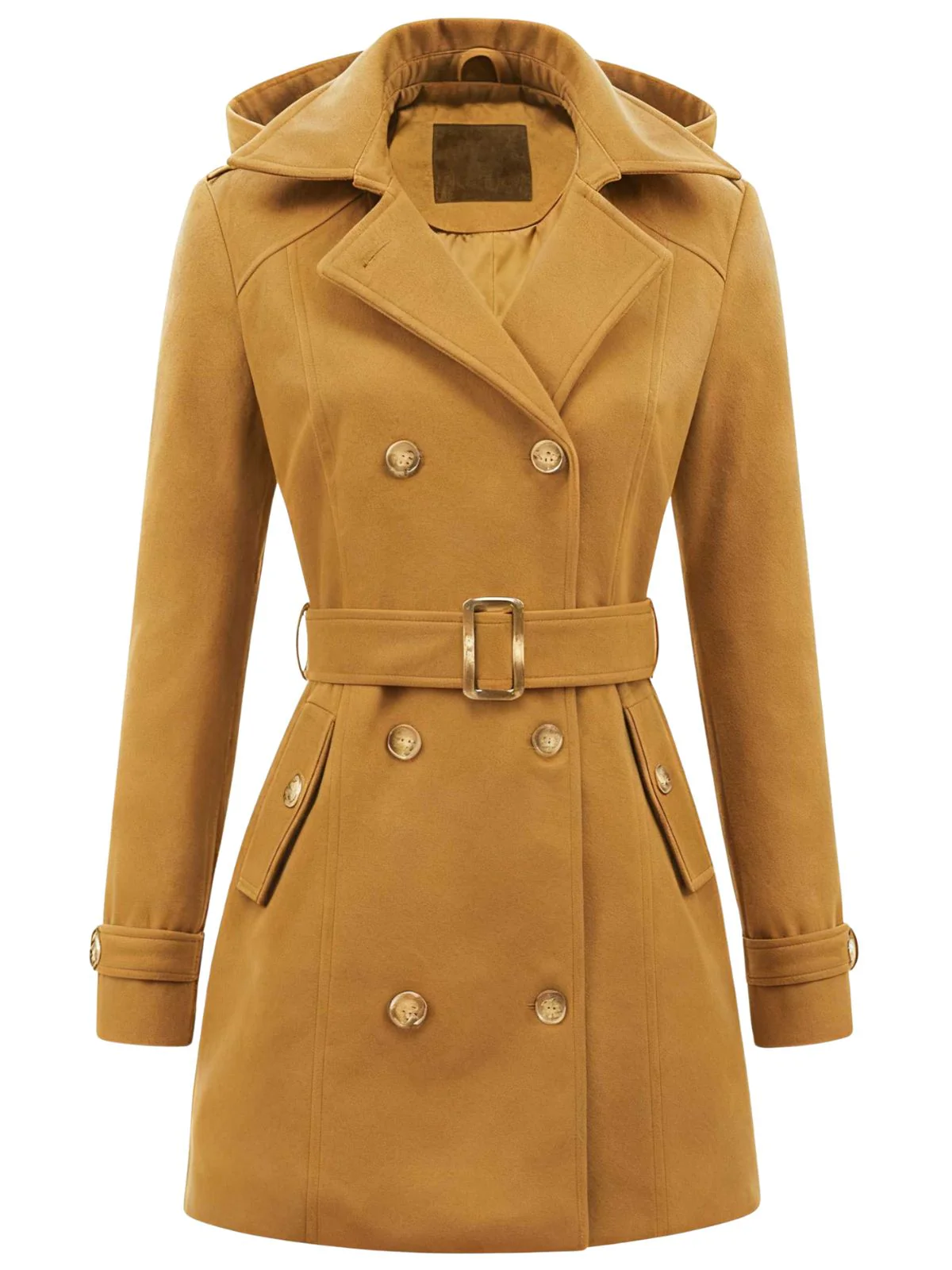 1970s Double-Breasted Faux Wool Hood Coat