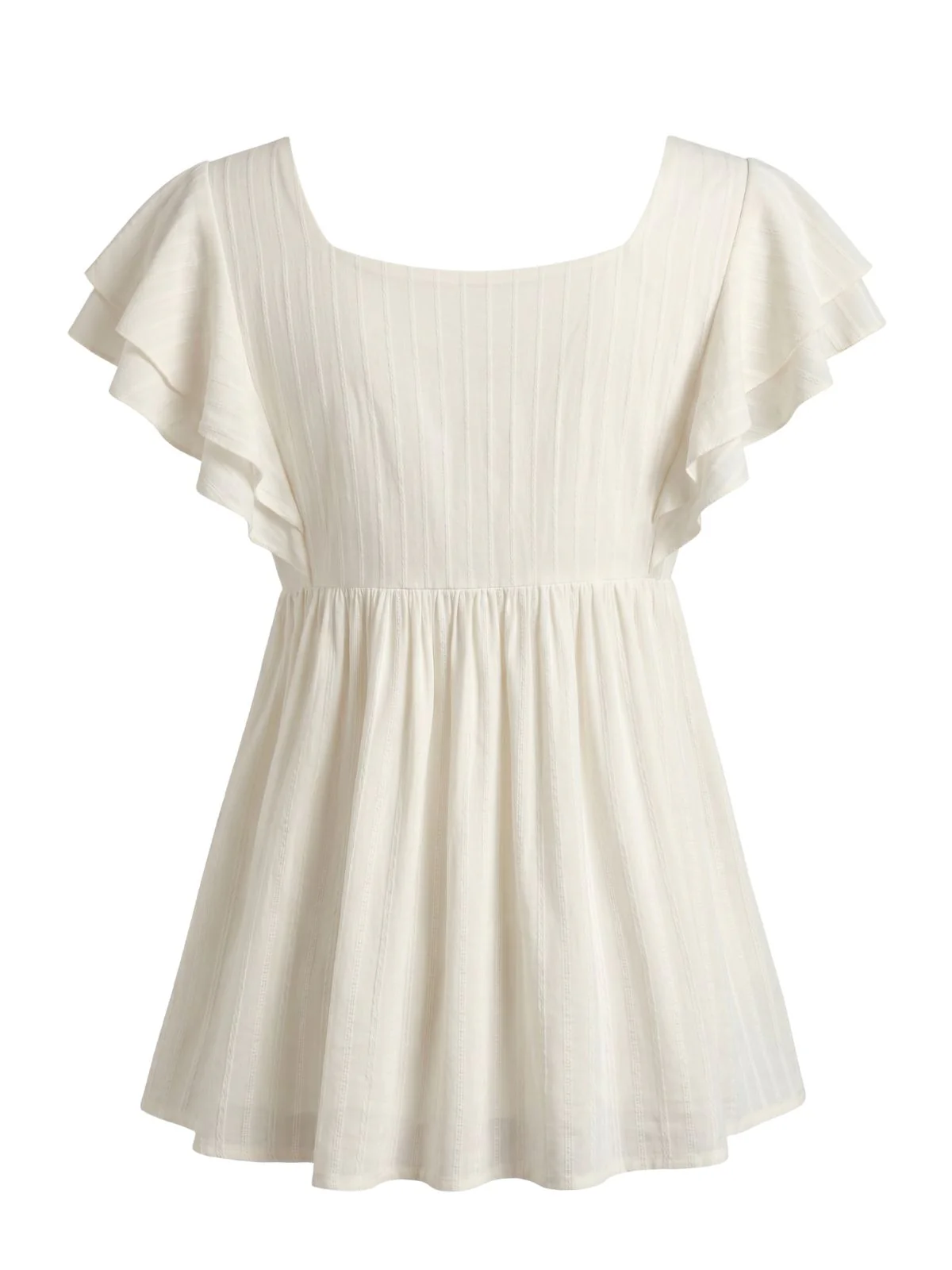 1970s Floral Embroidered Flutter Sleeve Babydoll Top - Image 2