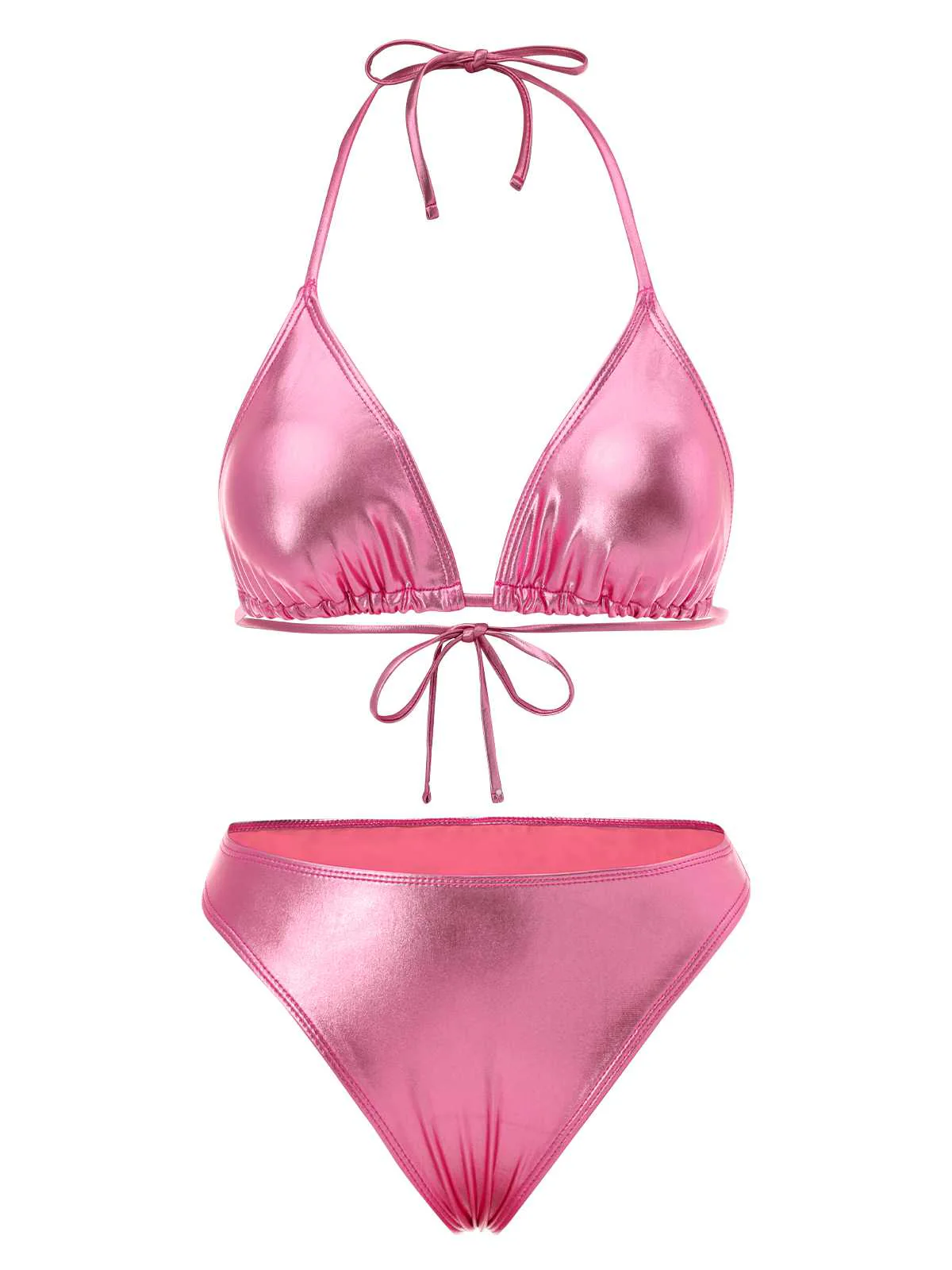 1970s Halter Metallic Bikini & Ruched Cover-Up - Image 12