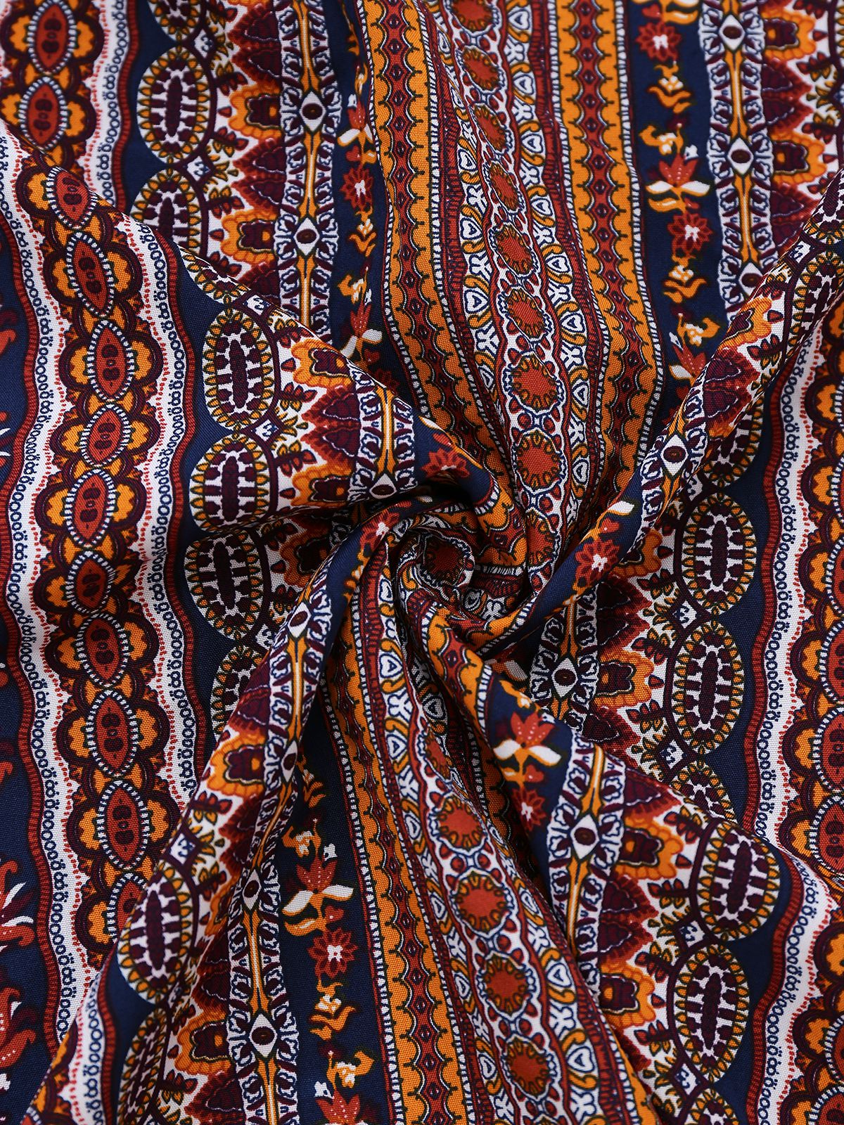 1970s Irregular Print Backless Boho Dress - Image 5