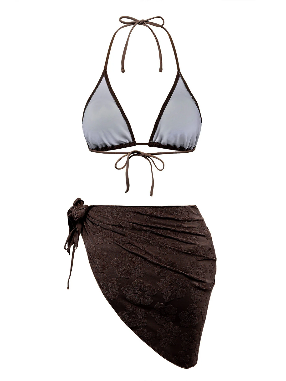 1970s Solid 3D Camellia Foil-Print Swimsuit & Cover-Up - Image 8