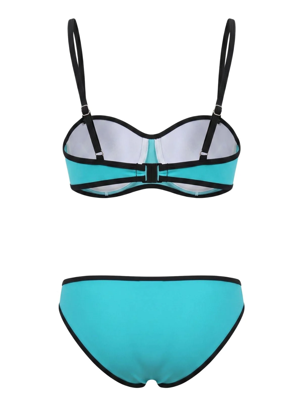 1970s Spaghetti Strap Colorblock Trim Bikini Set - Image 2