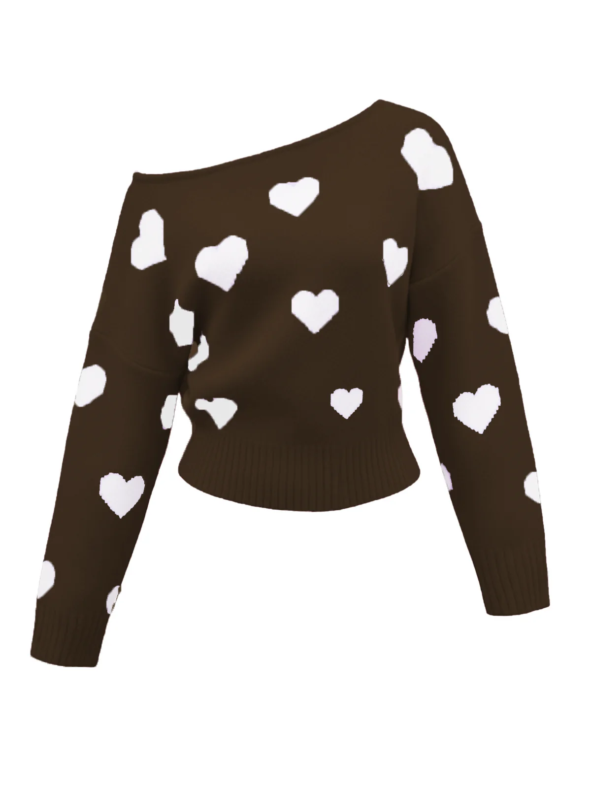 1970s Valentine Heart Asymmetrical Shoulder Pullover Sweater - Image 9