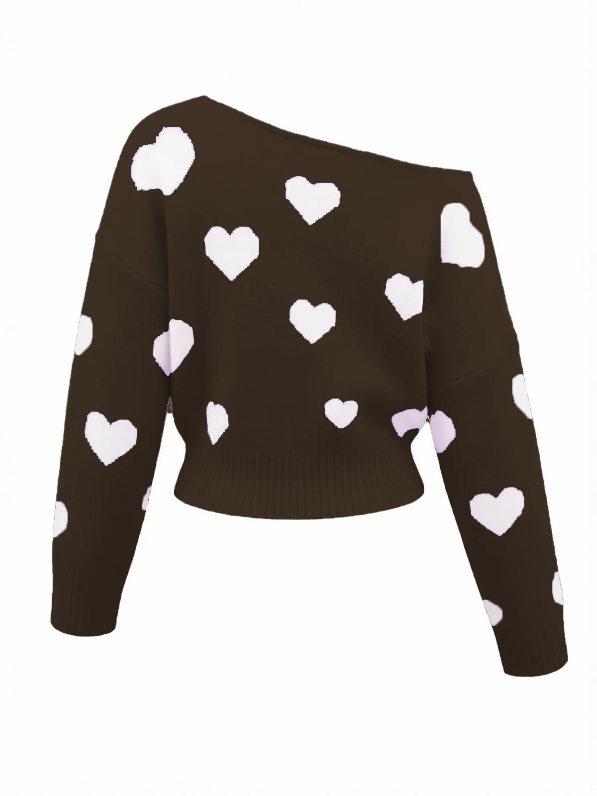 1970s Valentine Heart Asymmetrical Shoulder Pullover Sweater - Image 10