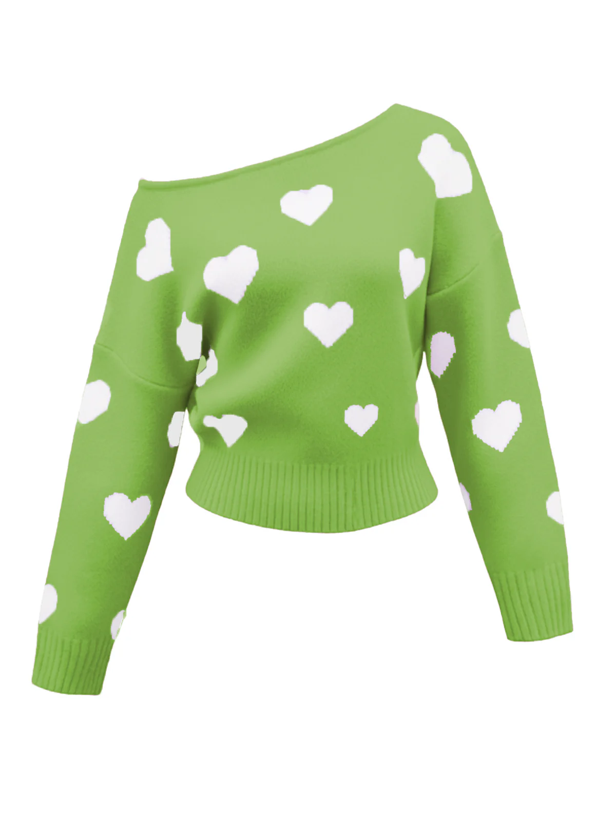 1970s Valentine Heart Asymmetrical Shoulder Pullover Sweater - Image 12