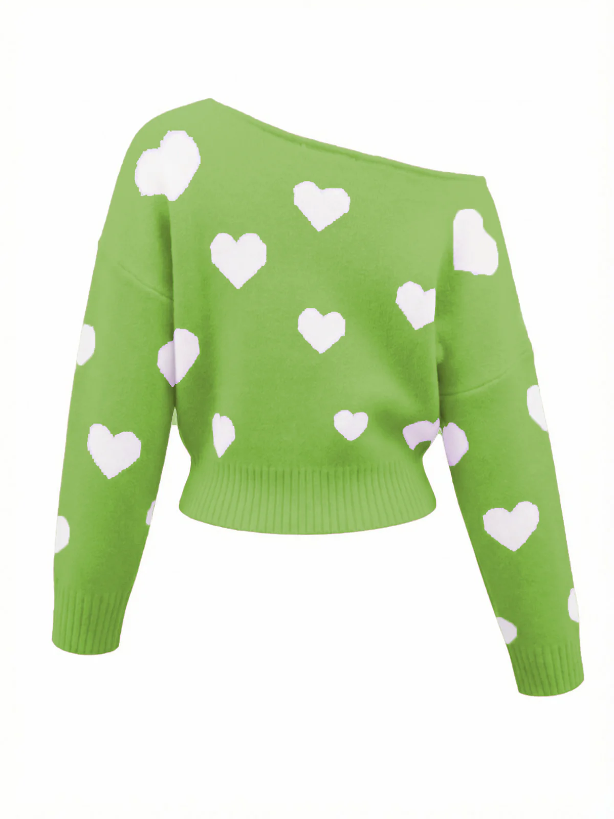1970s Valentine Heart Asymmetrical Shoulder Pullover Sweater - Image 13
