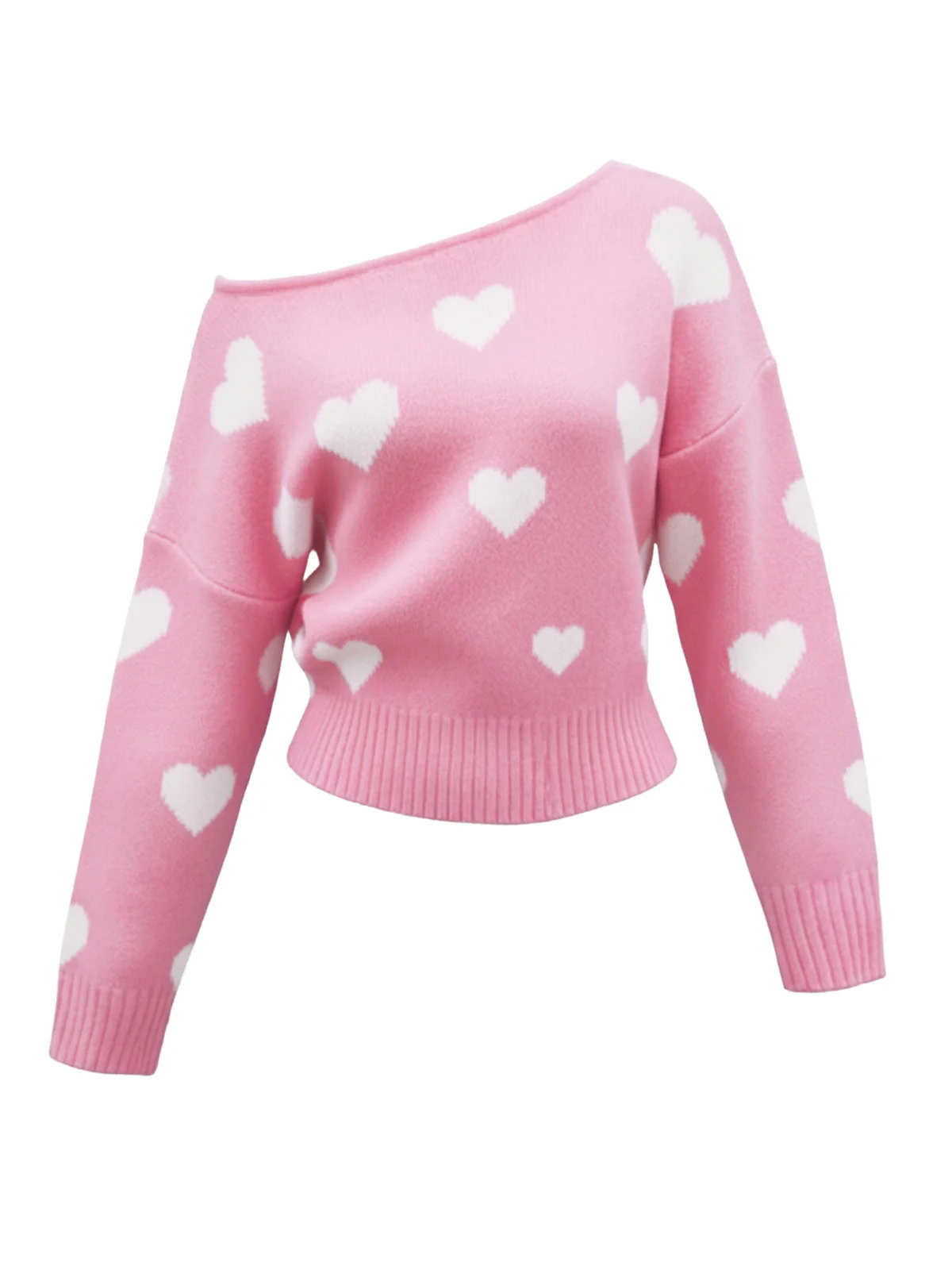 1970s Valentine Heart Asymmetrical Shoulder Pullover Sweater - Image 2