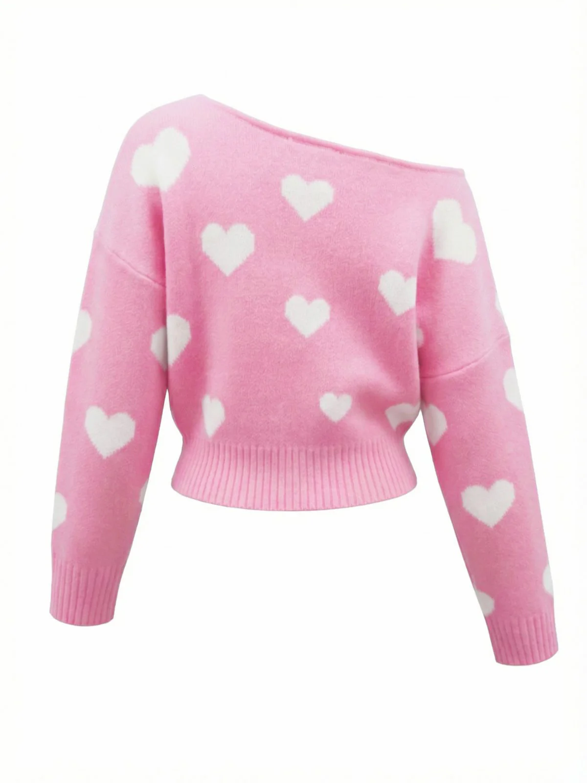 1970s Valentine Heart Asymmetrical Shoulder Pullover Sweater - Image 3