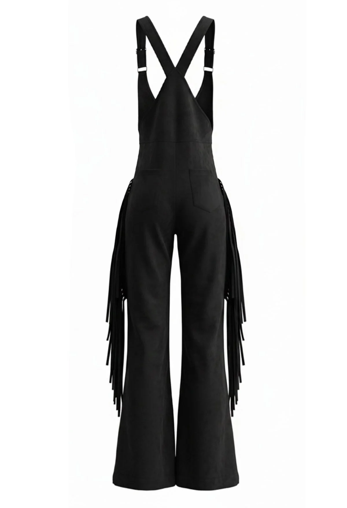 1970s Western Fringe Strap Flared Suede Jumpsuit - Image 7
