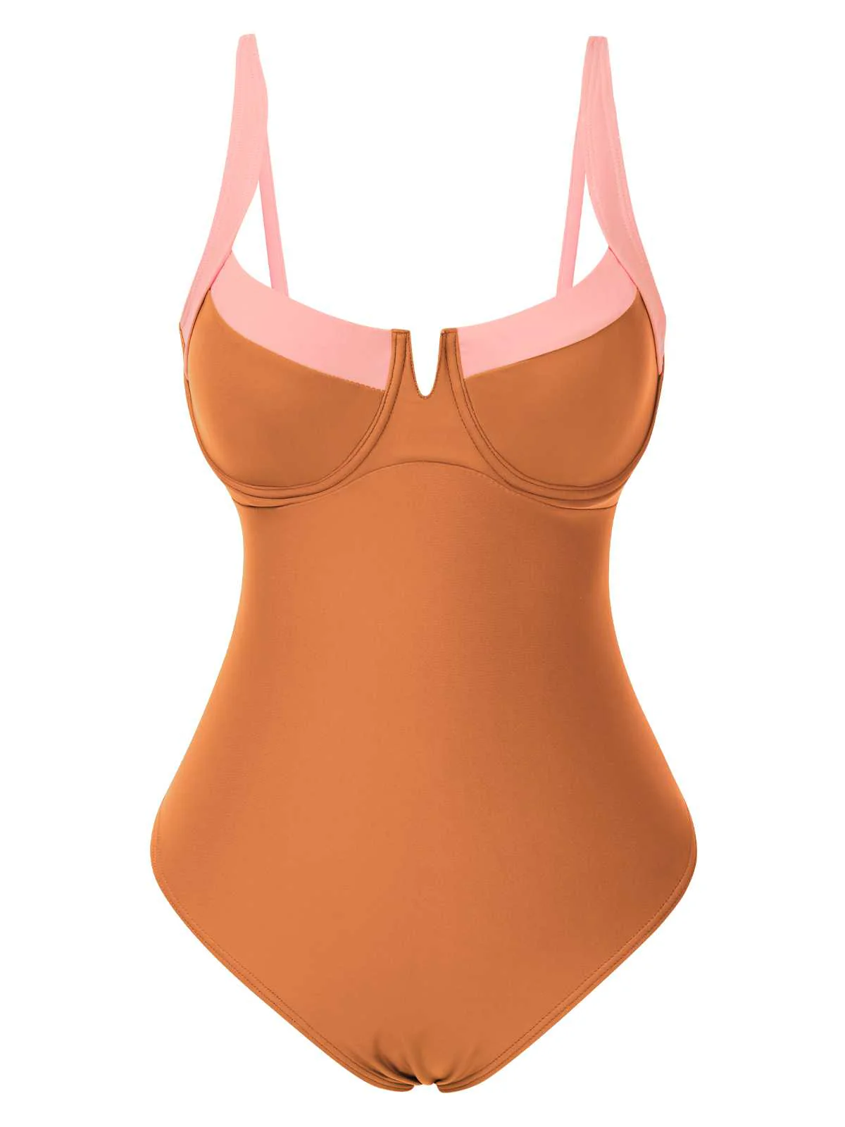 1980s Colorblock Strap High-Leg One-Piece Swimsuit