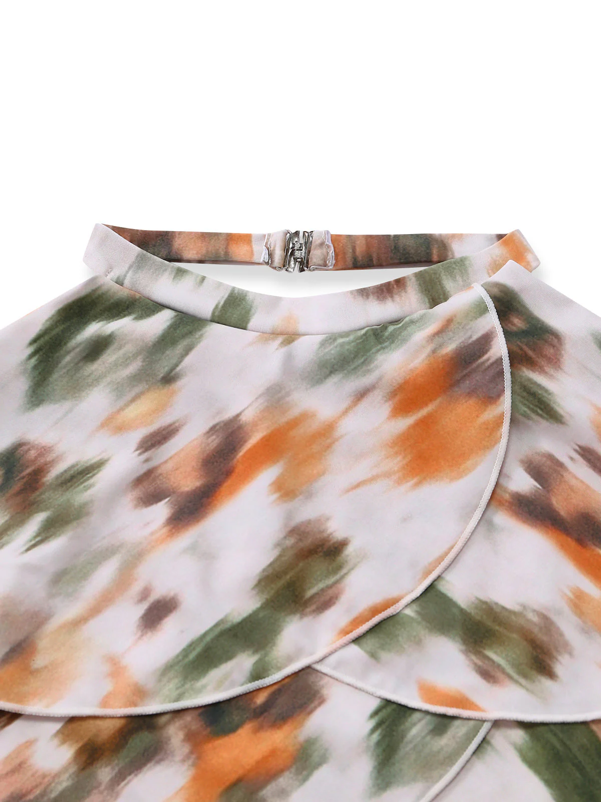 4PCS 1980s Floral Halter Tie Asymmetric Bikini Set & Cover Up - Image 6