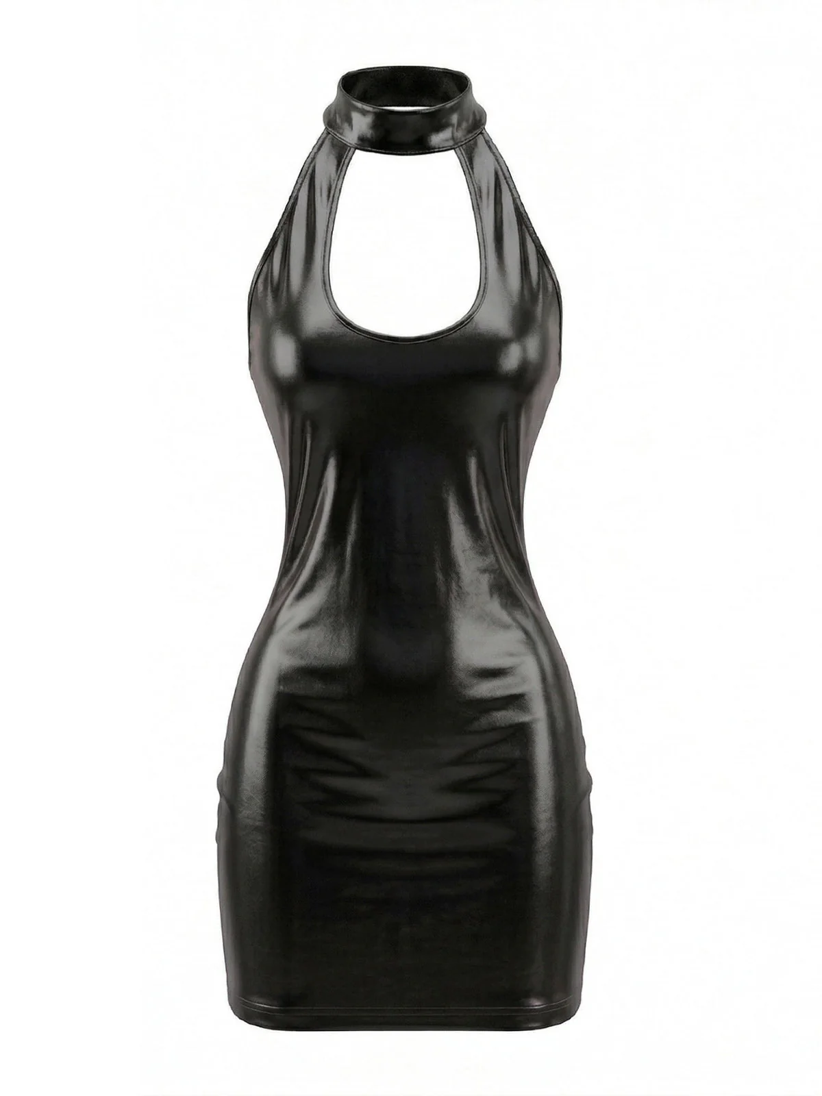 1980s Glossy Patent Leather Disco Dress - Image 4