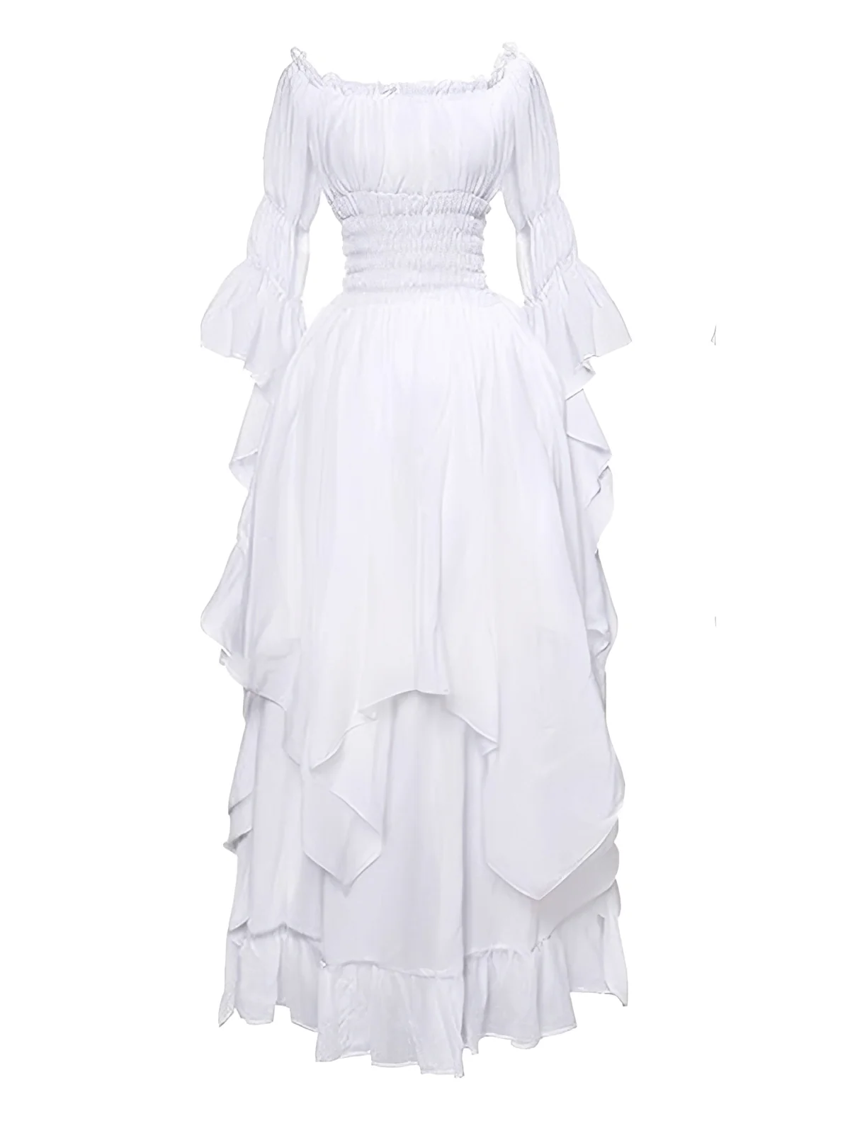 1980s Gothic Bell Sleeve Irregular Hem Dress
