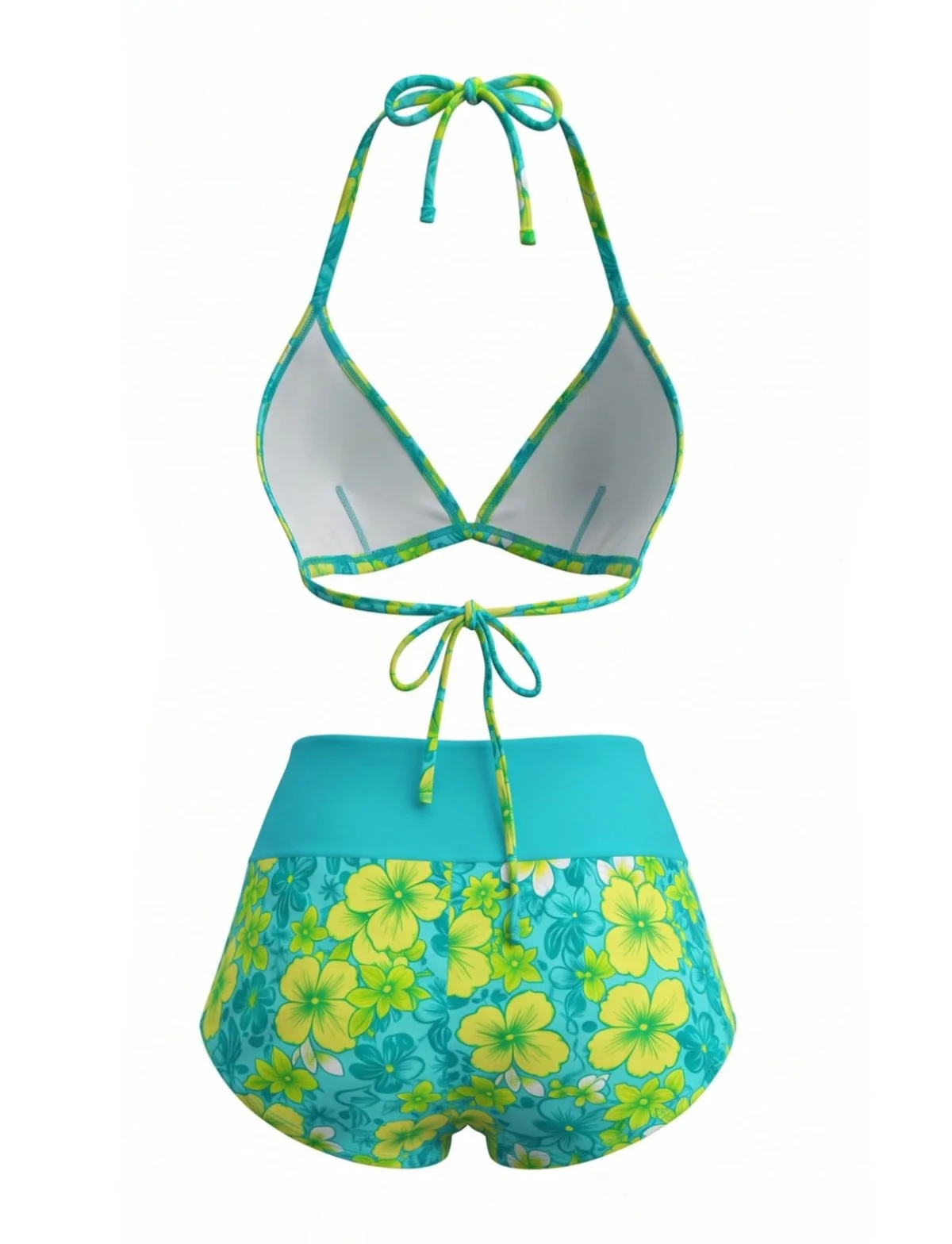 1980s Halter Floral Boy Short Bikini Set - Image 4