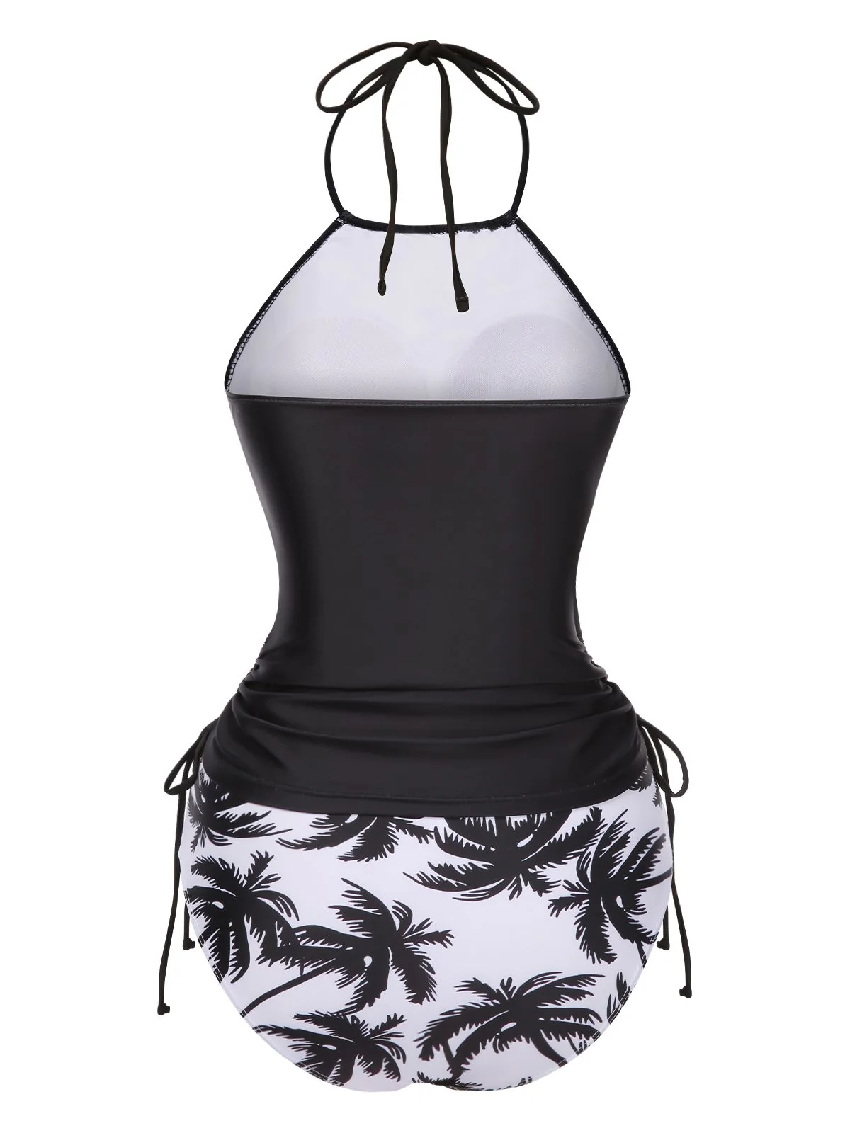 Black 1980s Punk Halter Skeleton Beach Print Bikini Set - Image 3