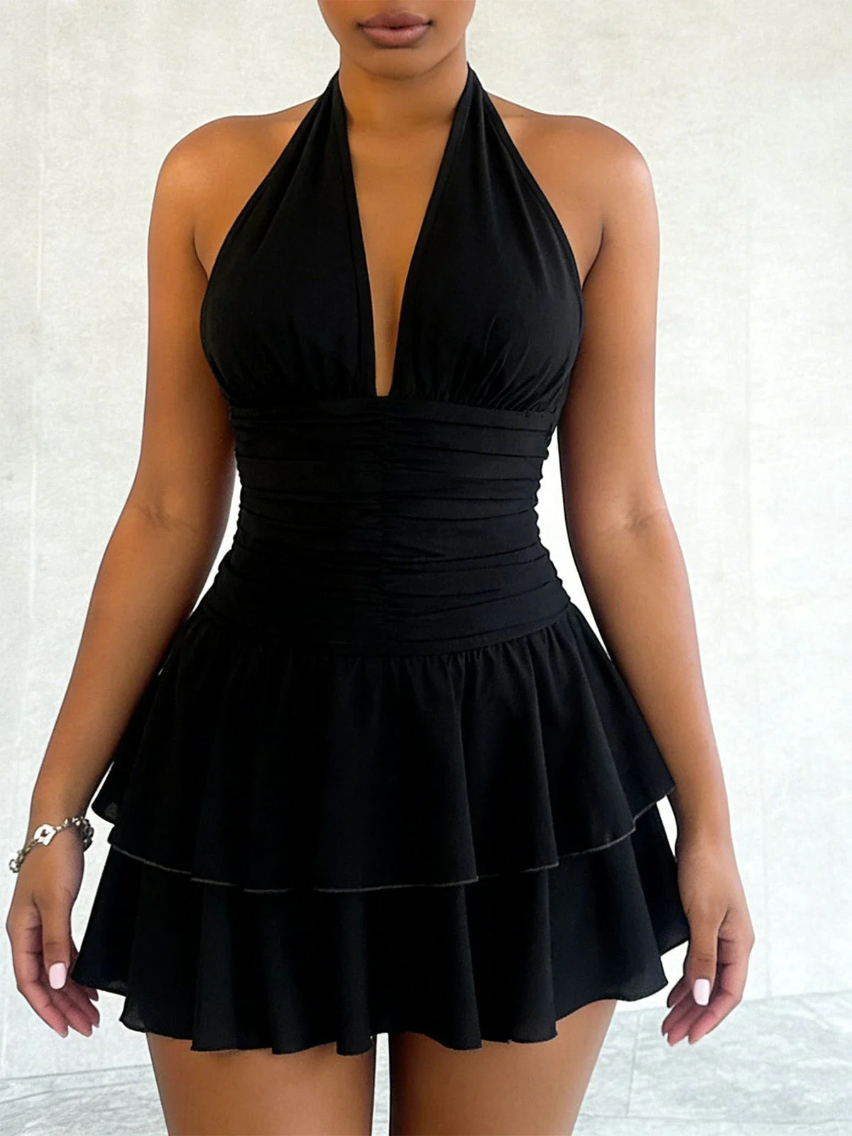 1980s Halter Tulip Backless Mini Dress - Image 4