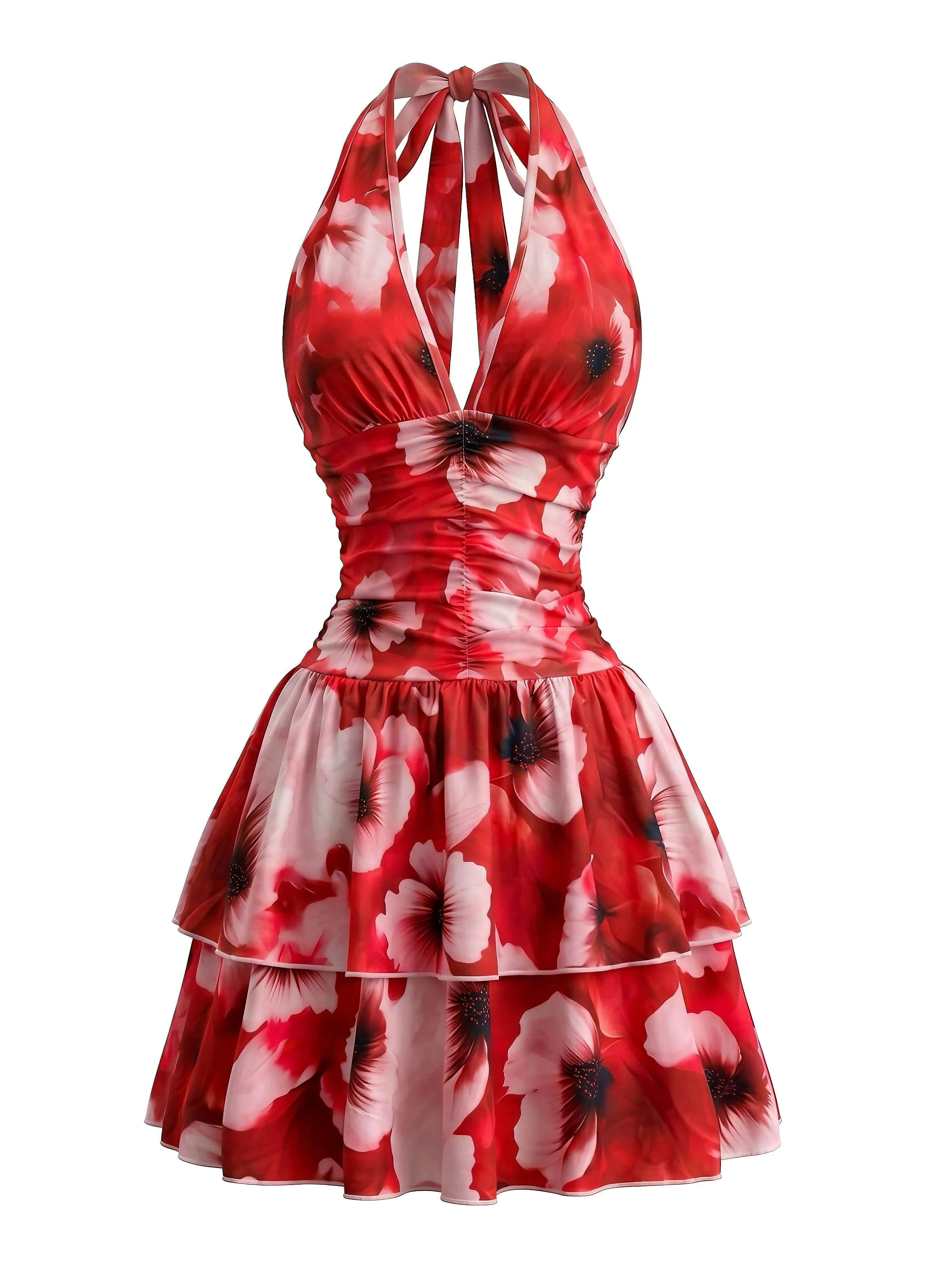 1980s Halter Tulip Backless Mini Dress - Image 6