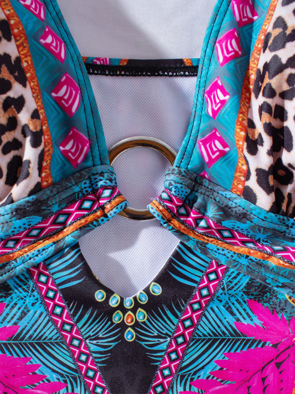 1980s Leopard Deep V-Neck One-Piece Swimsuit - Image 8
