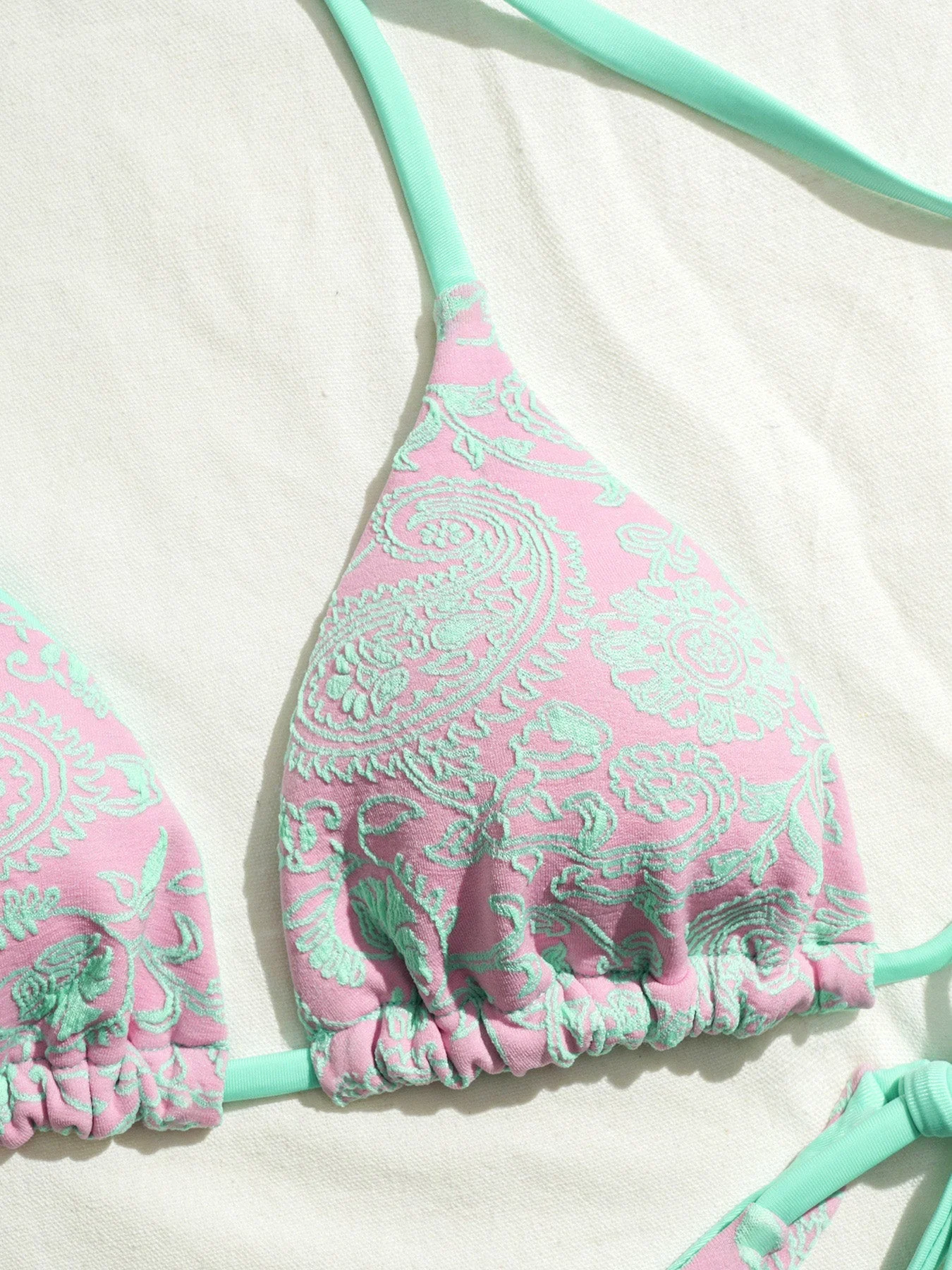 1980s Paisley Print Halter Tie Bikini Set - Image 5