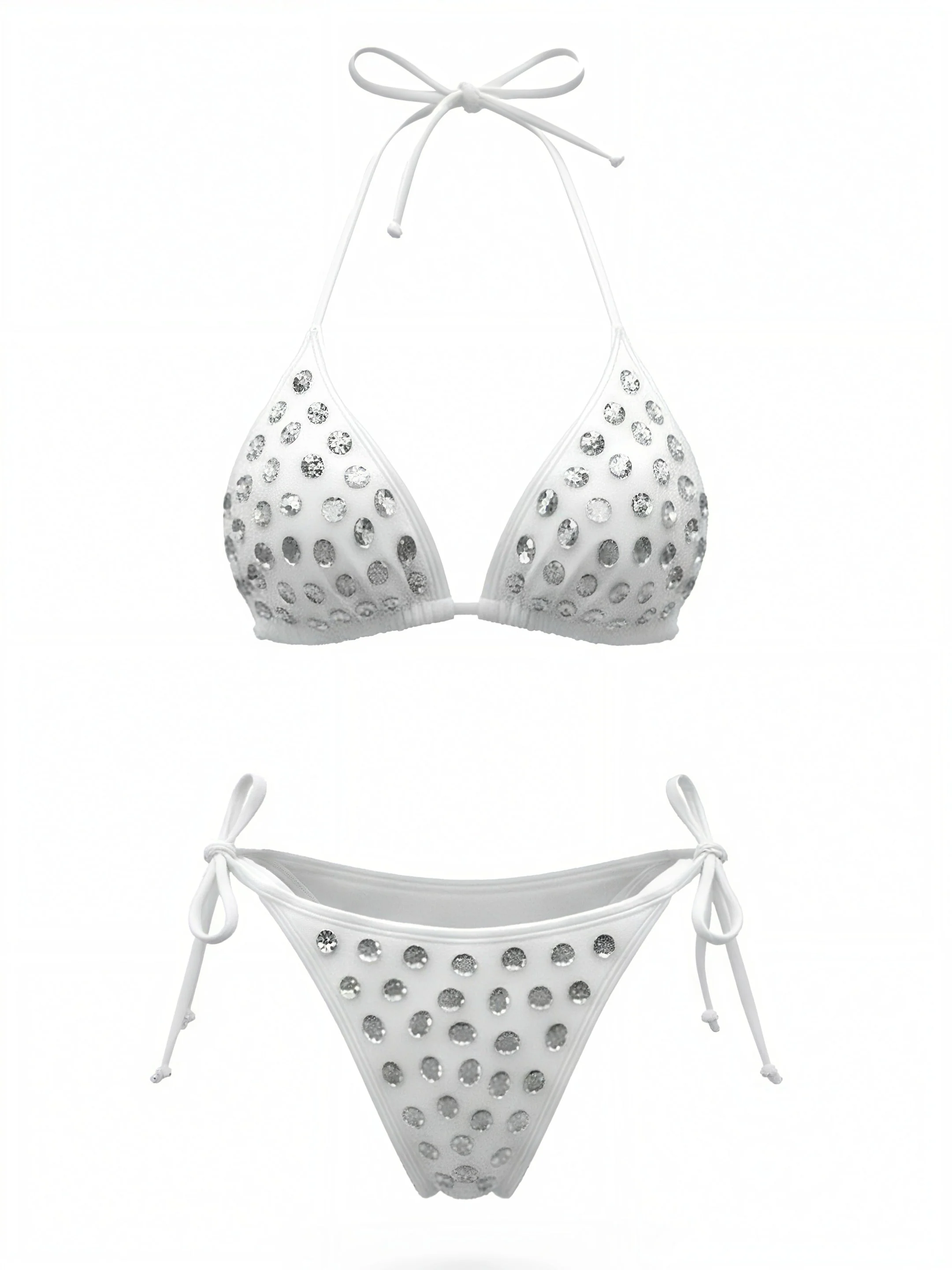 1980s Rhinestone Halter Triangle Bikini Set - Image 6