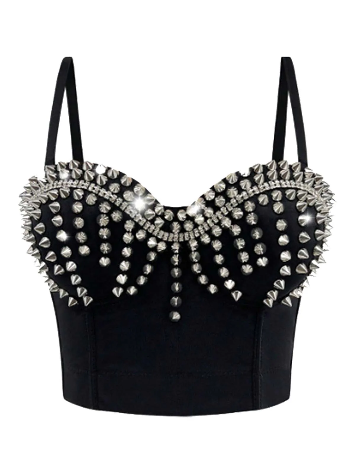 1980s Satin Punk Rock Metallic Rivet Corset