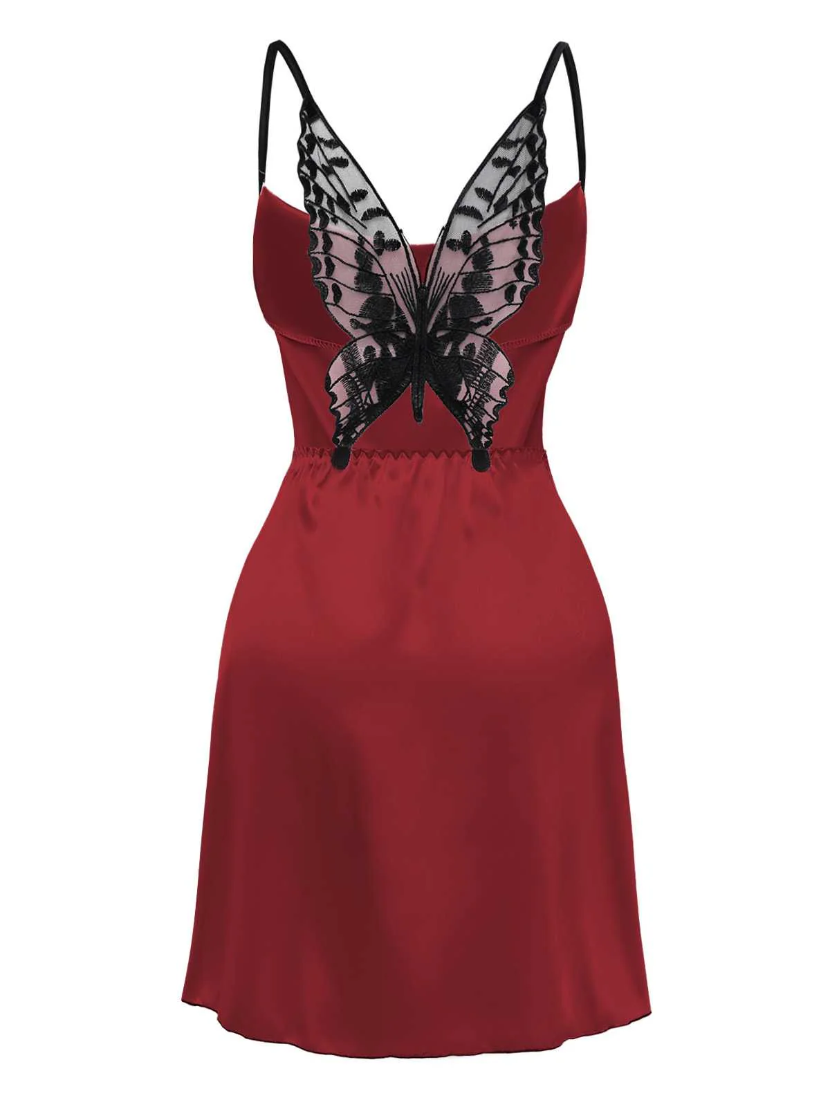 1980s Satin Slip Butterfly Lace Nightgown