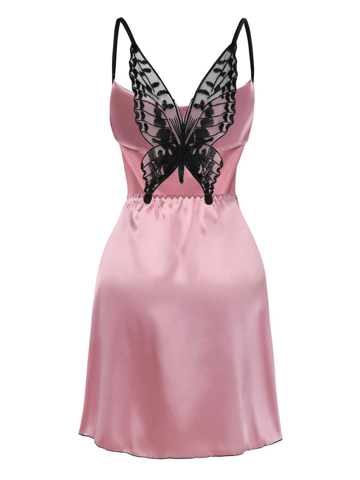 1980s Satin Slip Butterfly Lace Nightgown - Image 5