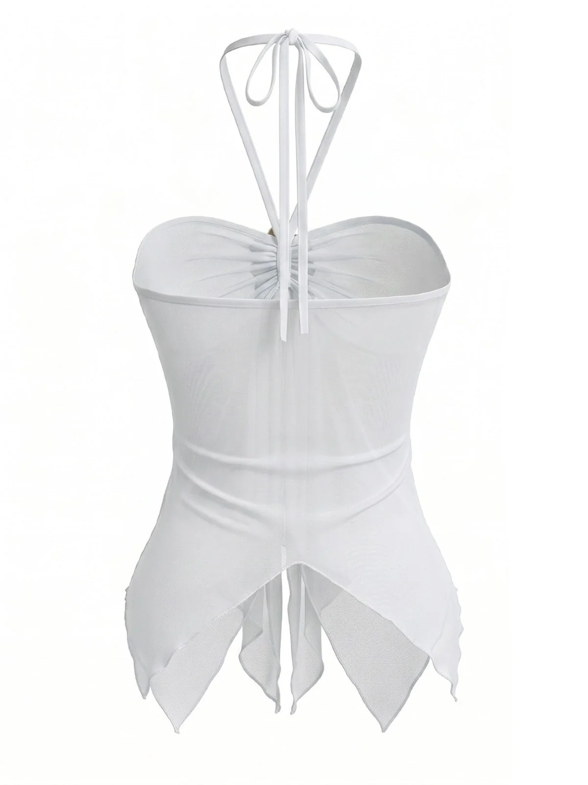 1980s Sheer Mesh Gold Flower Accent Halter Top - Image 10