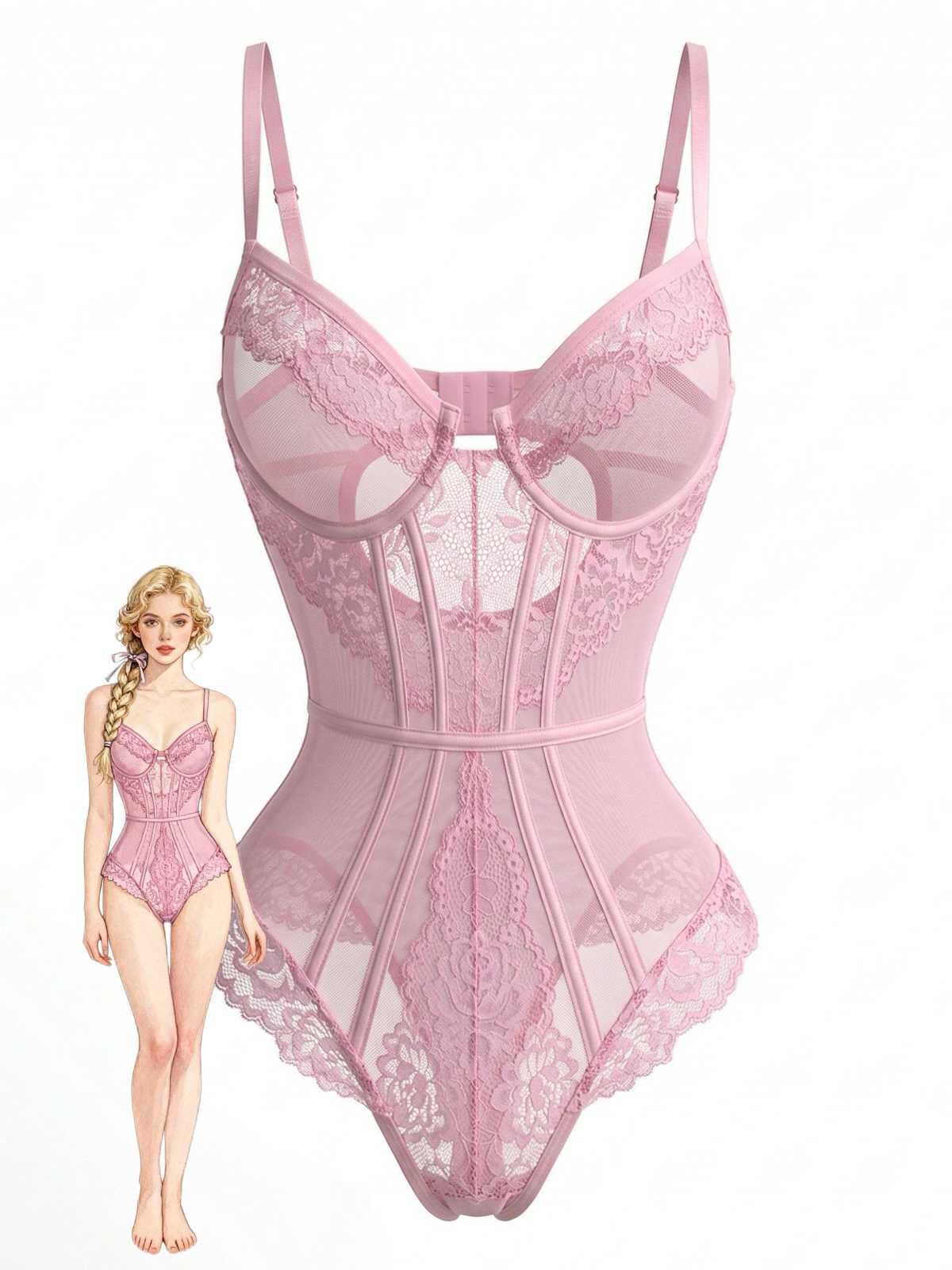 1980s Slip Floral Lace Bodysuit Lingerie