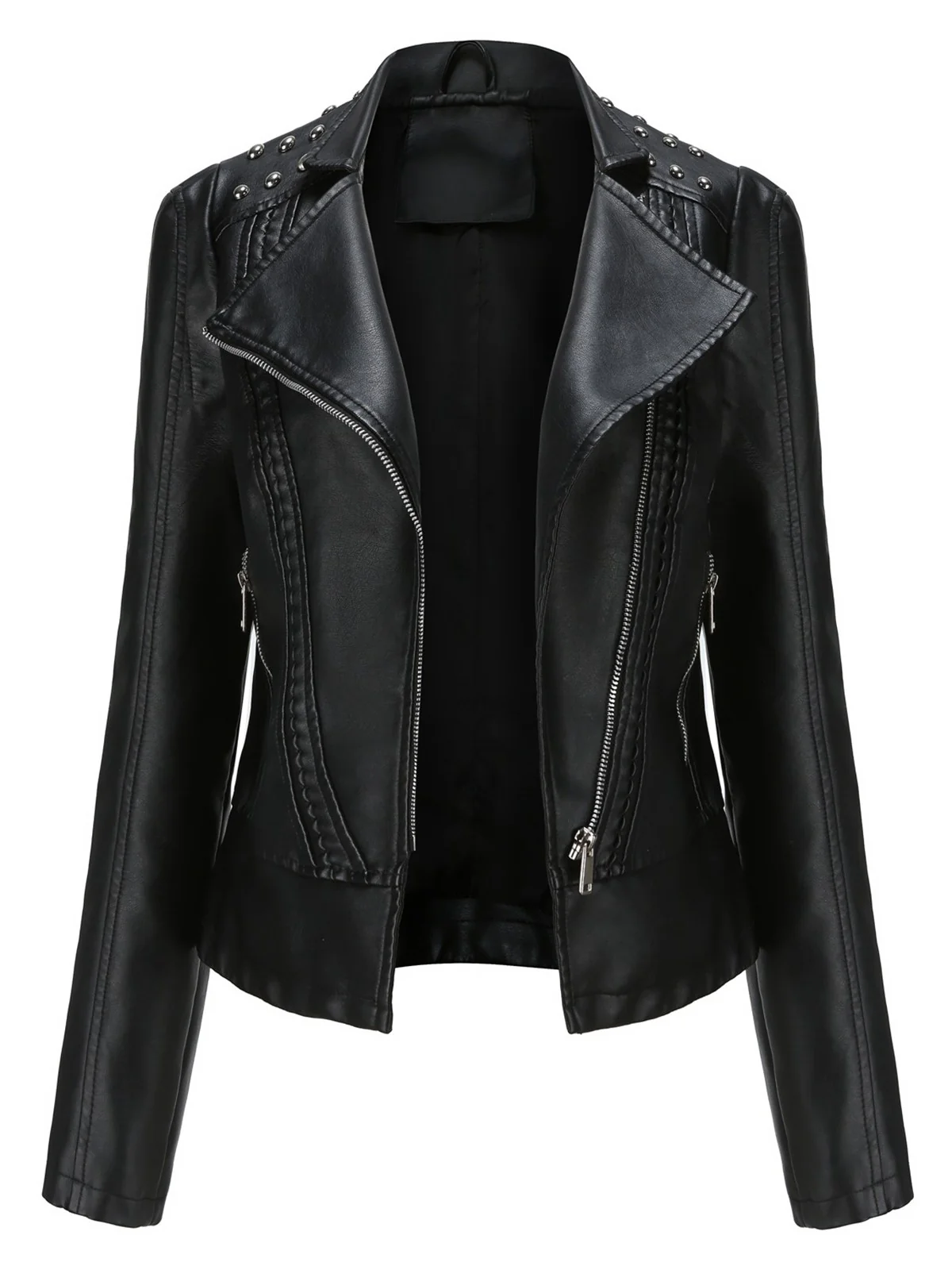 1980s Solid Lapel Leather Jacket - Image 2