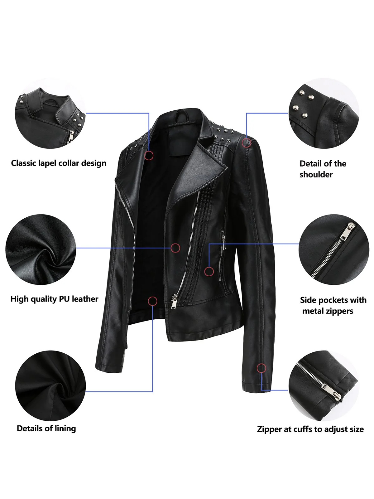 1980s Solid Lapel Leather Jacket - Image 6