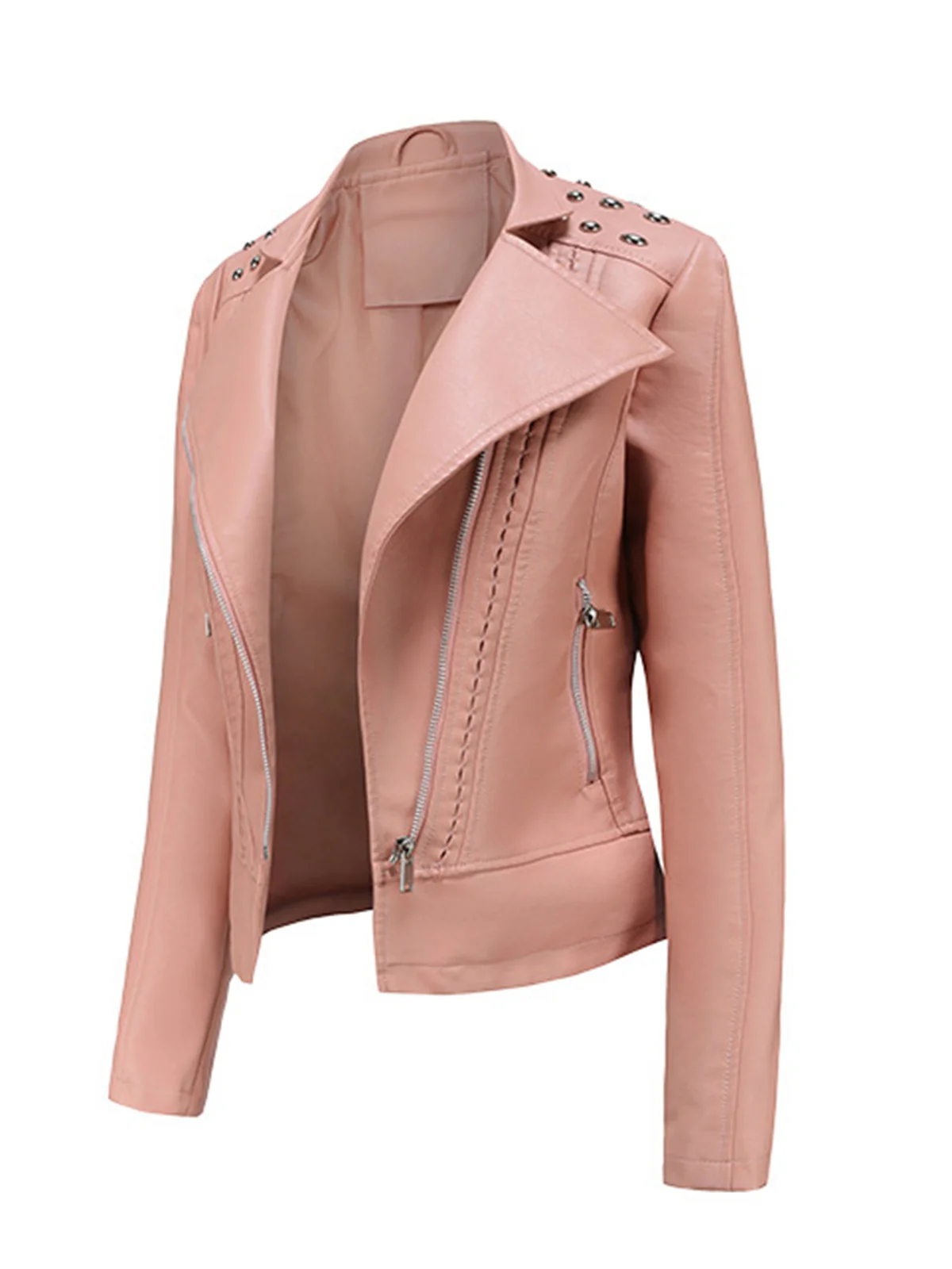 1980s Solid Lapel Leather Jacket - Image 8