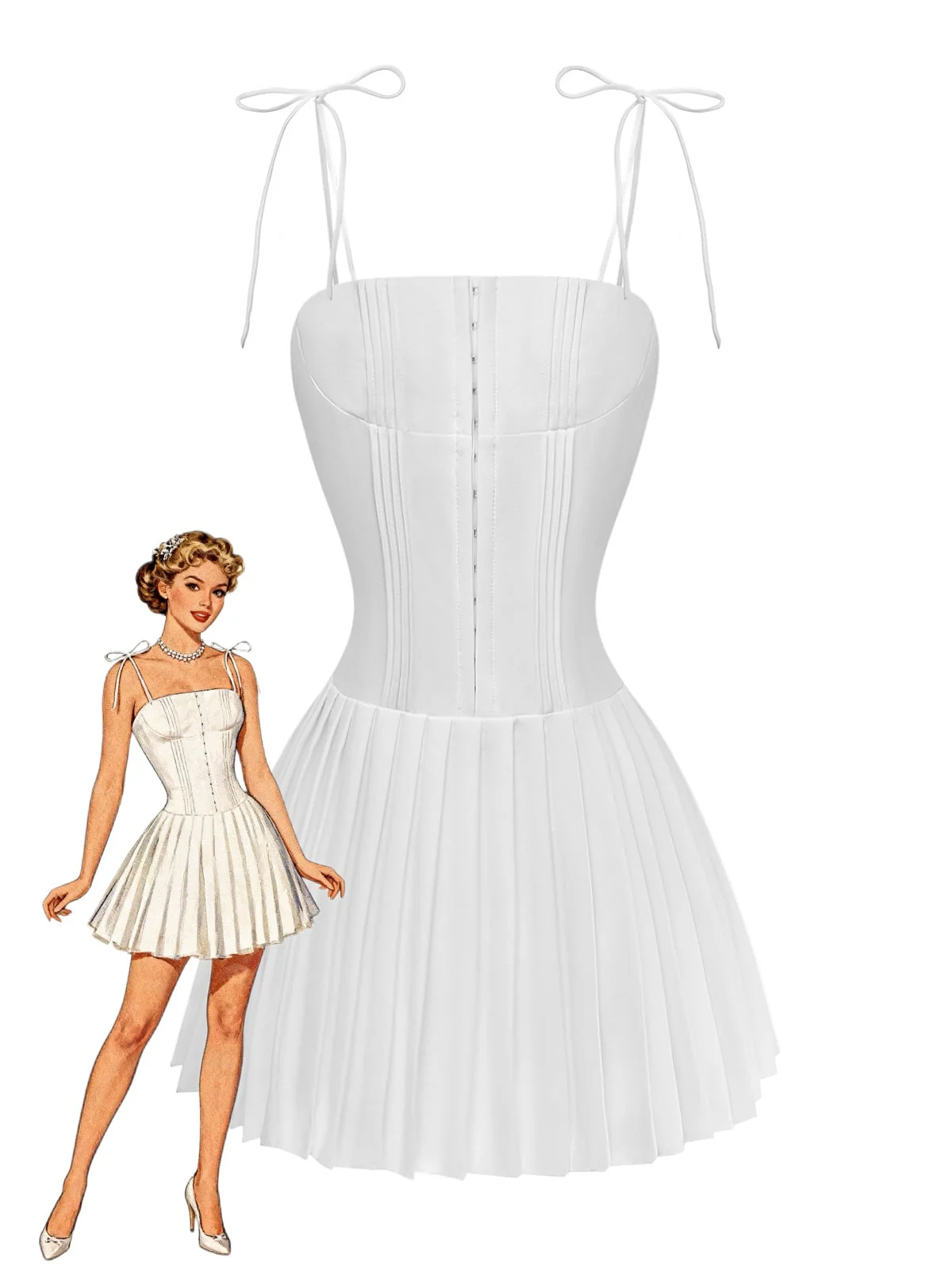 1980s Solid Spaghetti Strap Mini Dress