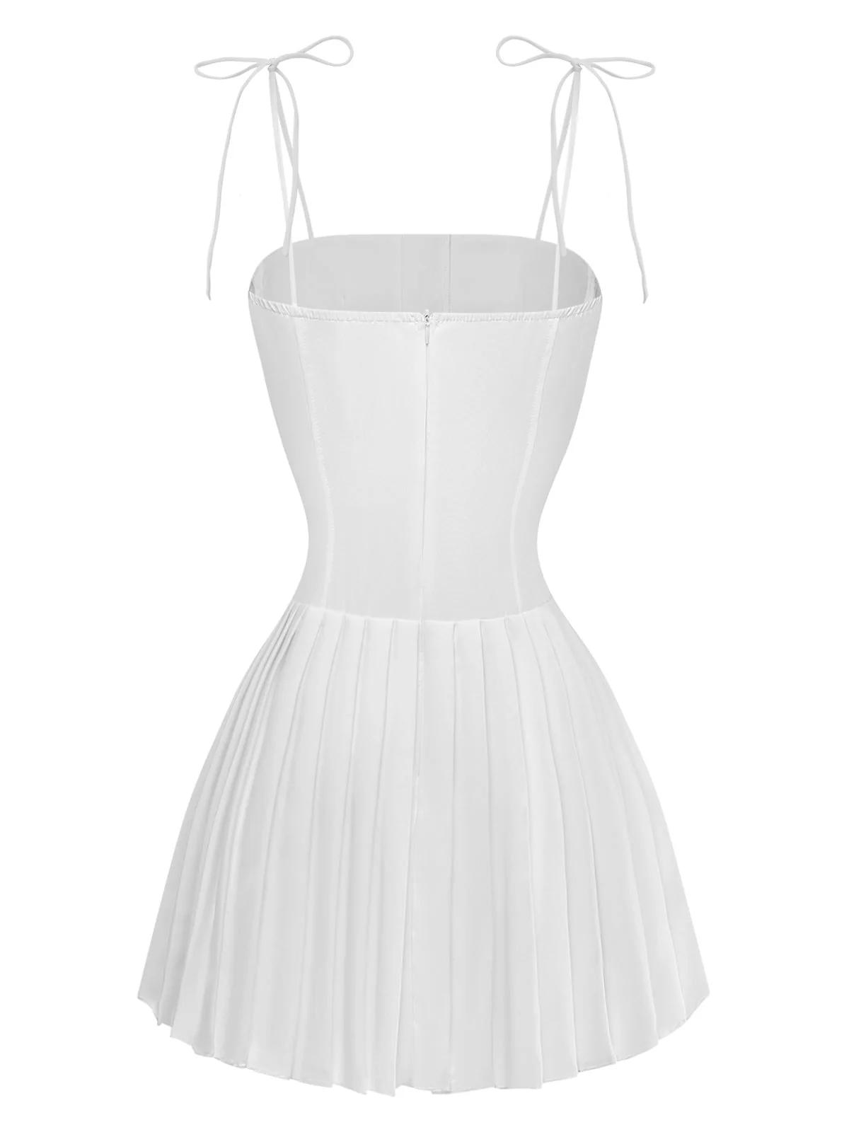 1980s Solid Spaghetti Strap Mini Dress - Image 3