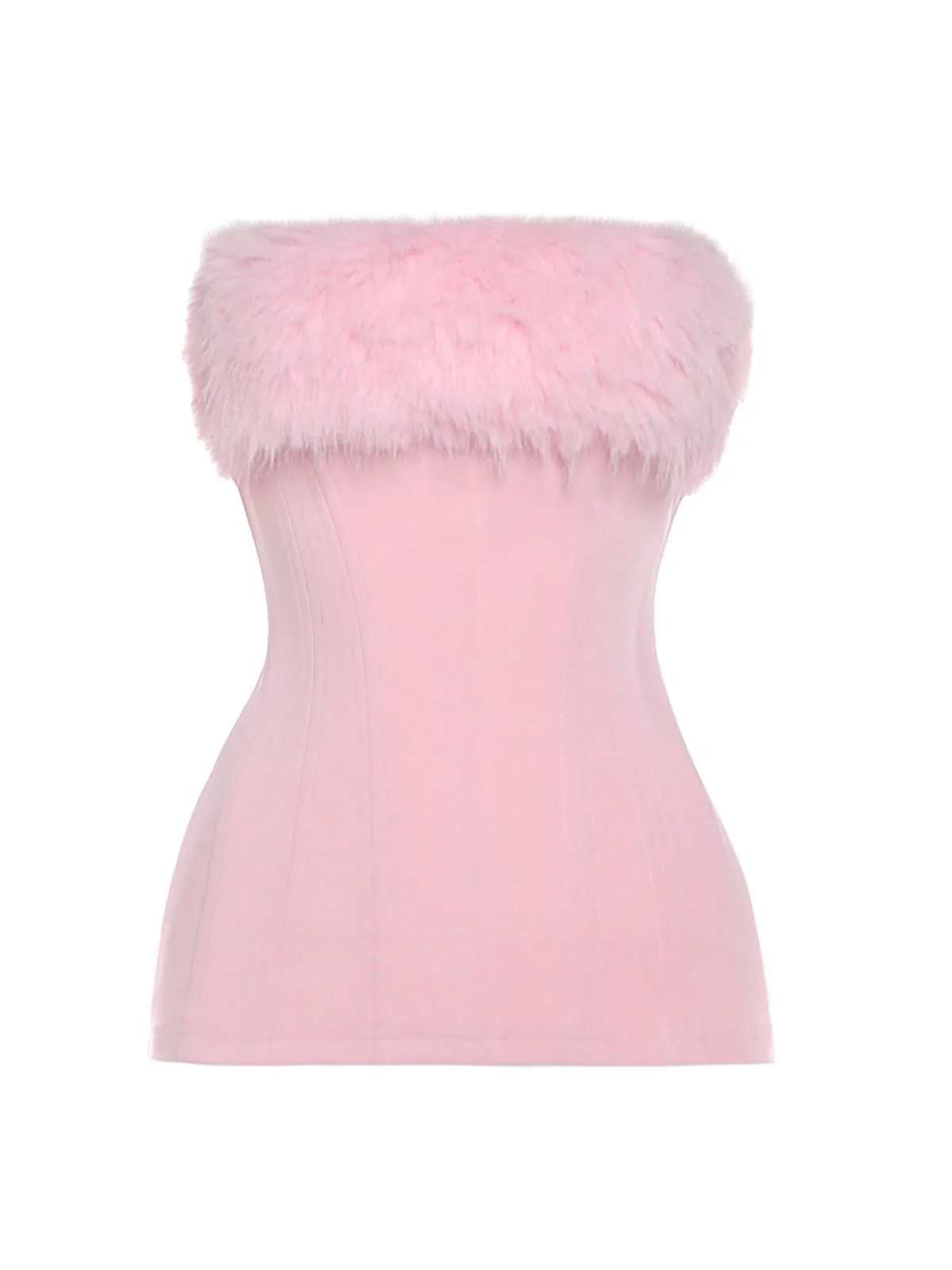 1980s Strapless Plush Fitted Solid Top - Image 2