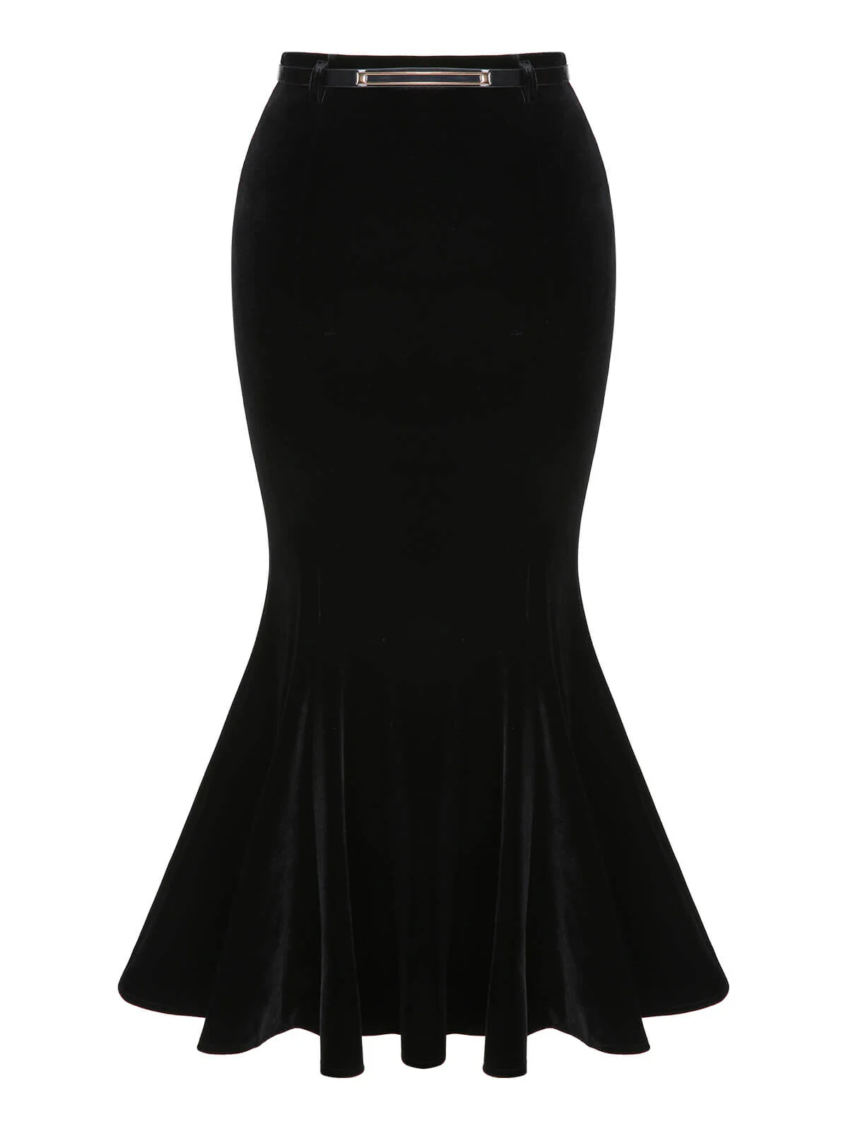2PCS 1930s Solid Velvet Top & Mermaid Skirt - Image 5
