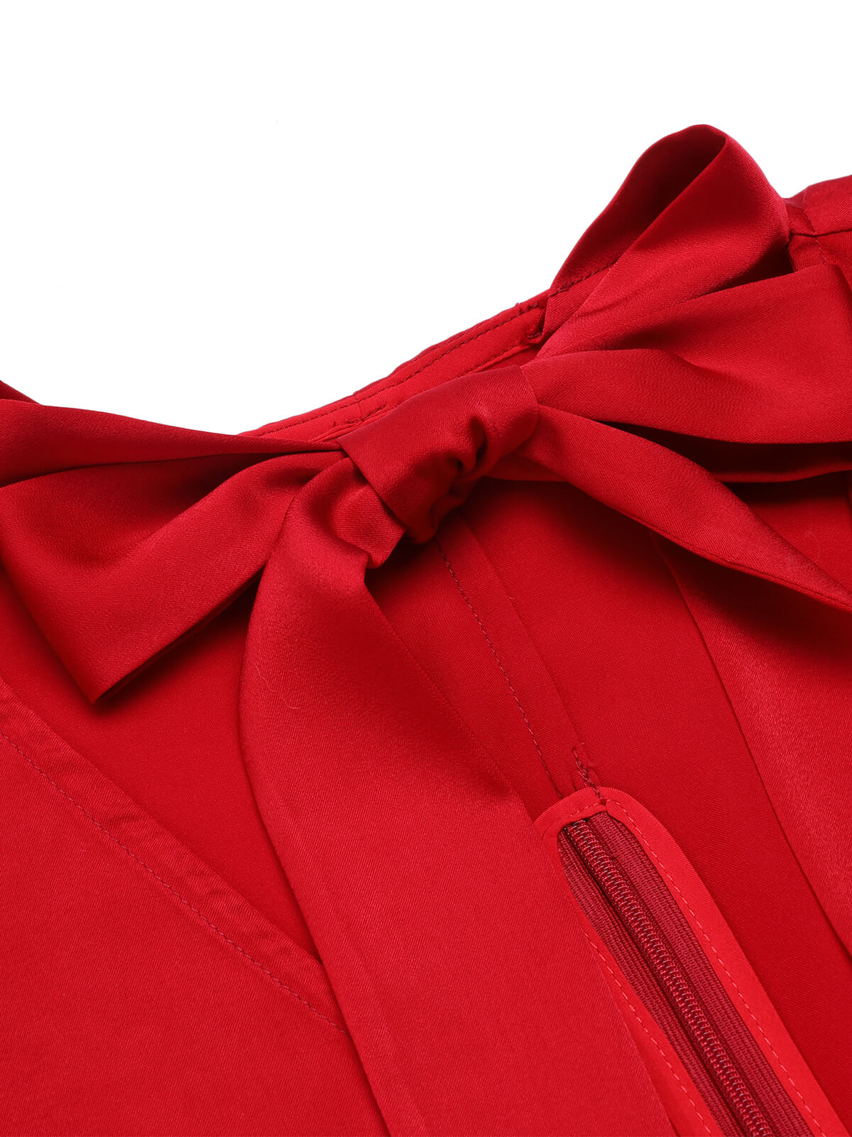 2PCS 1940s Red Tie-Up Blouse & Black Pants - Image 5