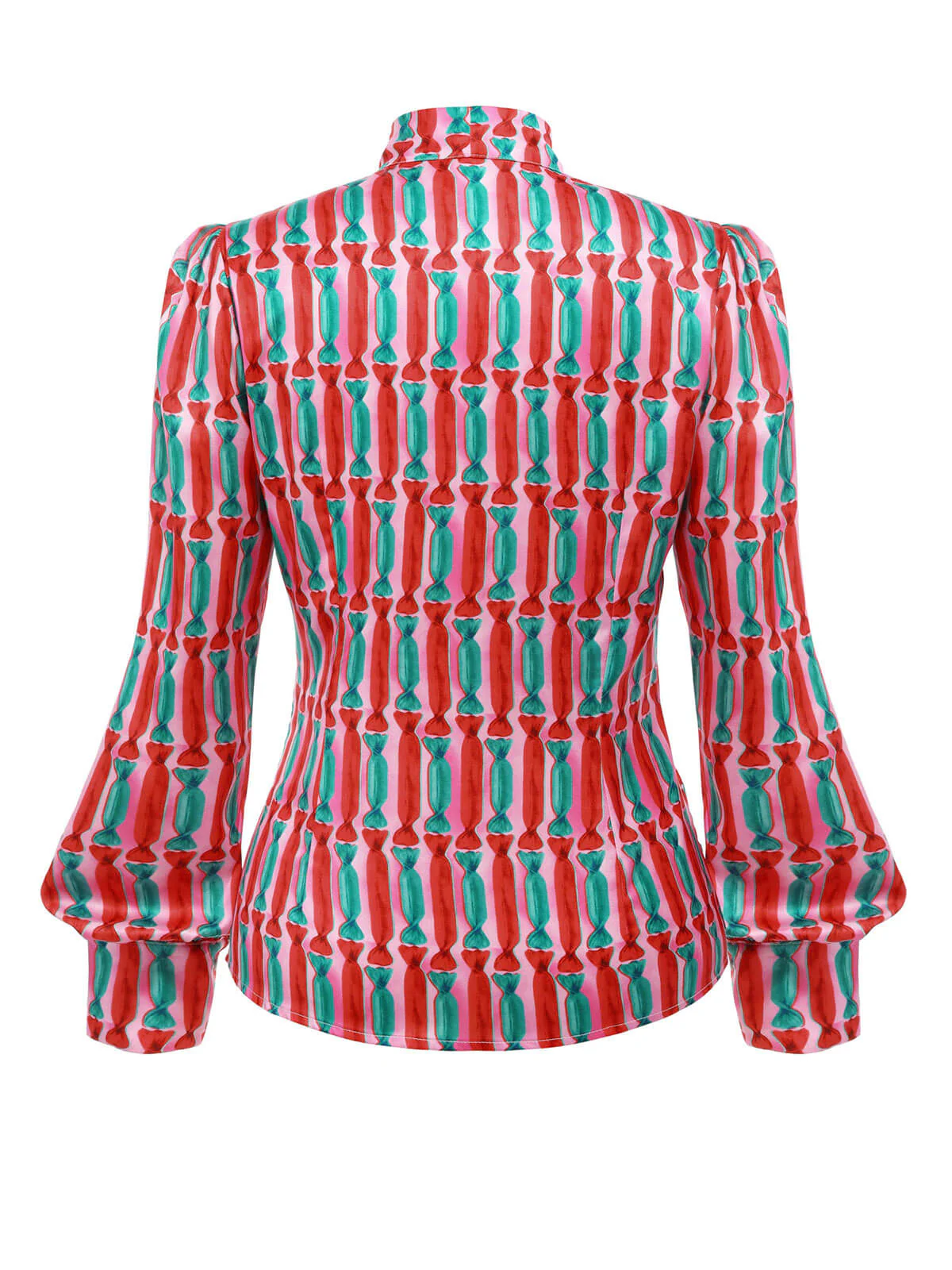 2PCS 1950s Candy Tie-Up Blouse & Black Suspender Pants - Image 7