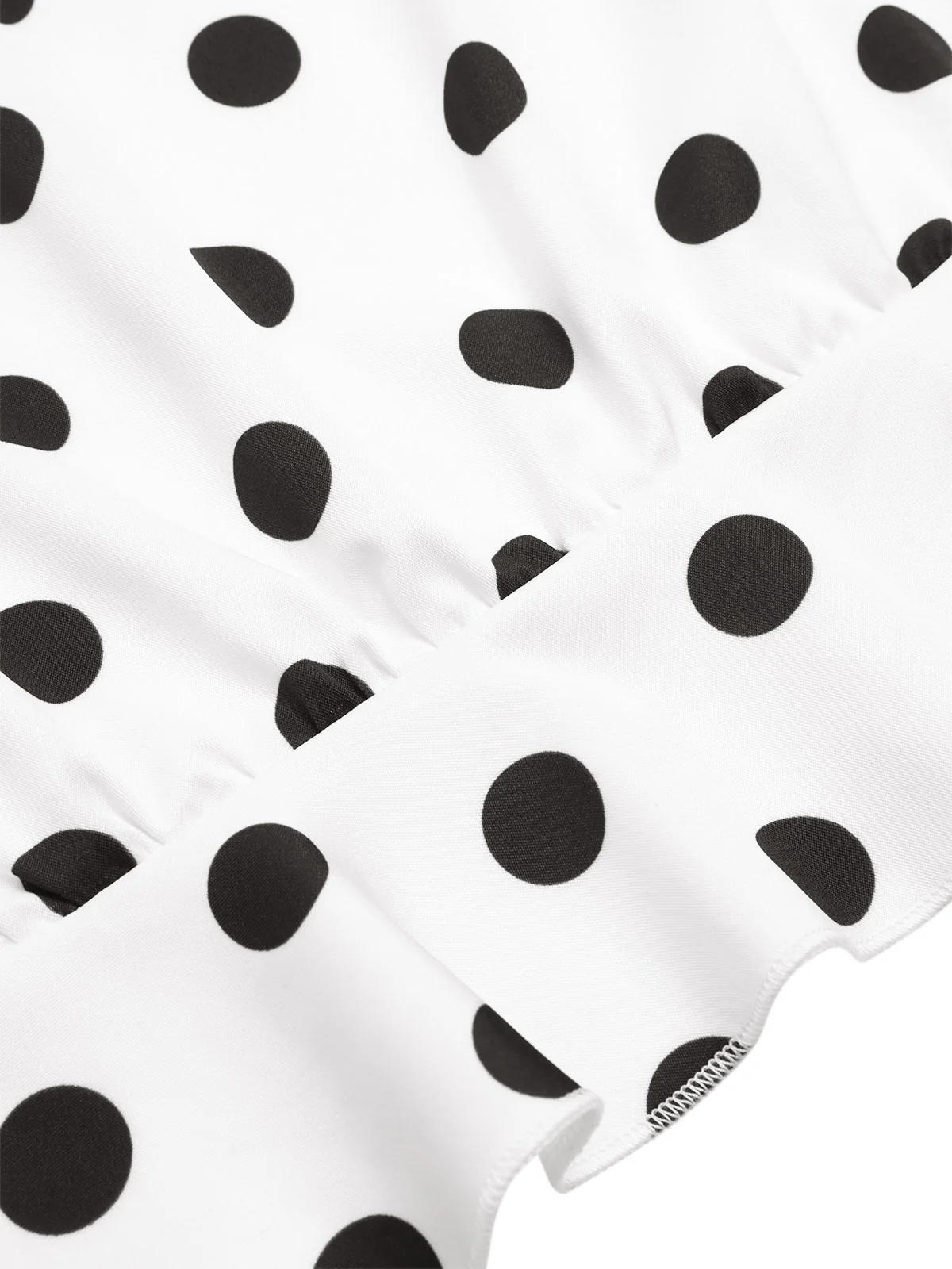 2PCS 1950s Deep V-Neck Polka Dots Top & Straight-Leg Pants - Image 8