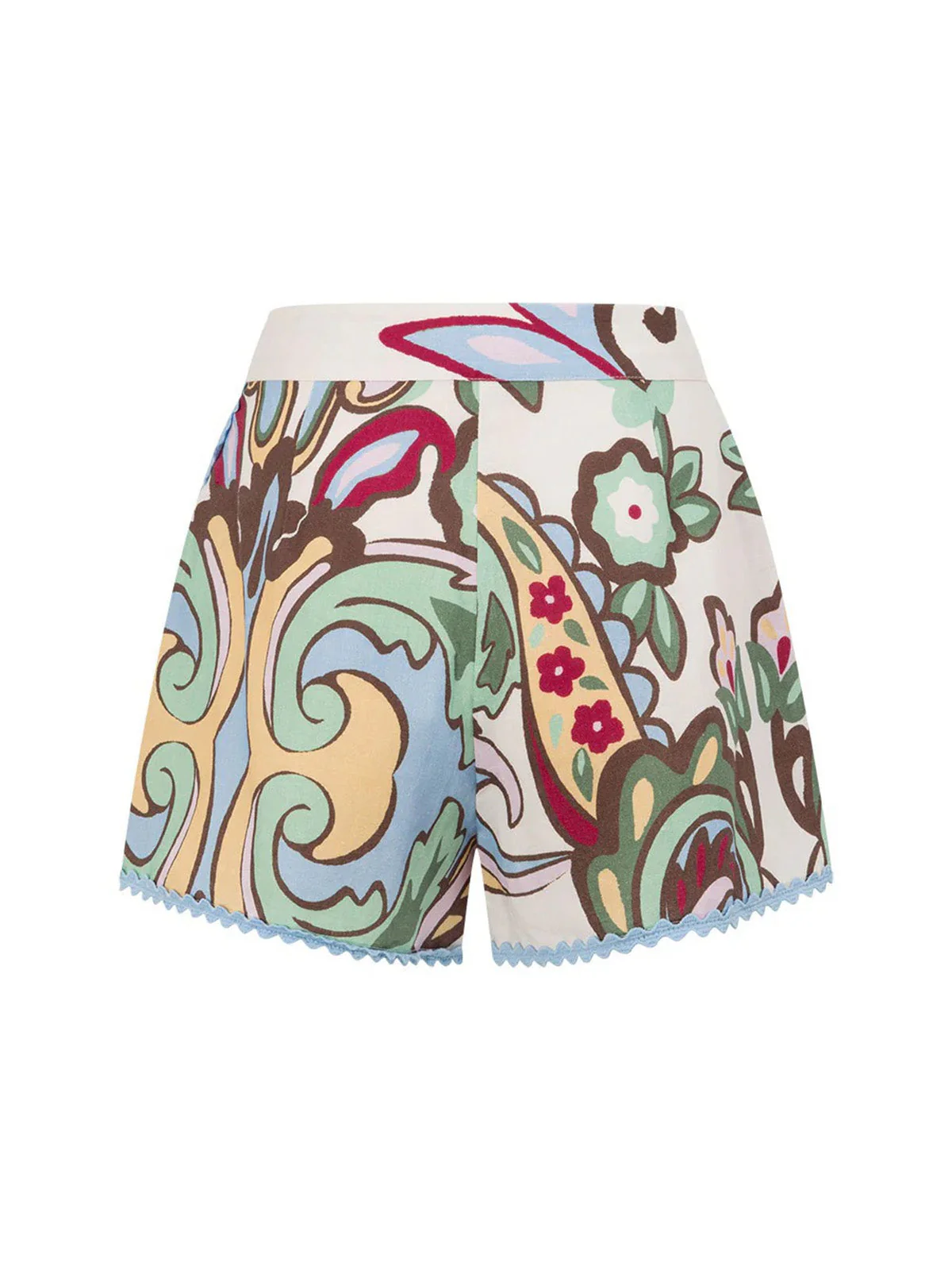 2PCS 1950s Floral Botanical Printed Strapless Top & Shorts - Image 2