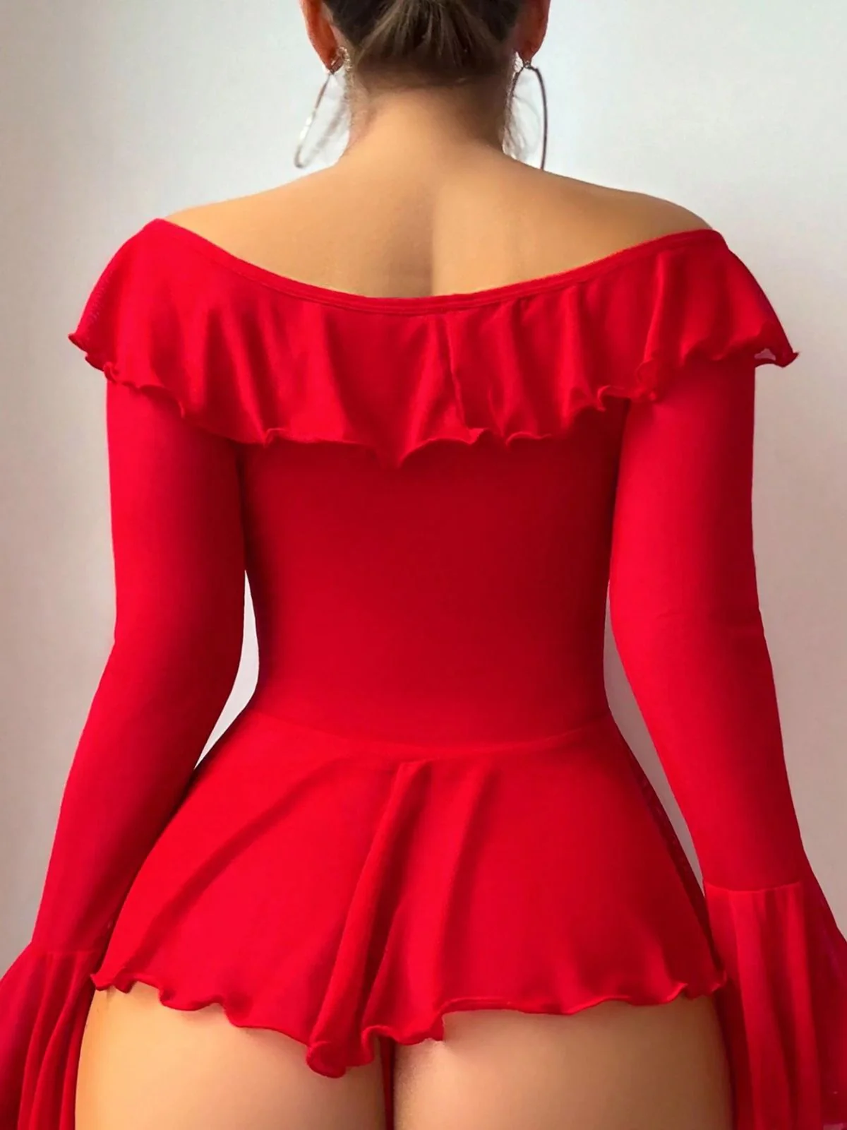 2PCS 1950s Off-Shoulder Sheer Mesh Nightgown - Image 8
