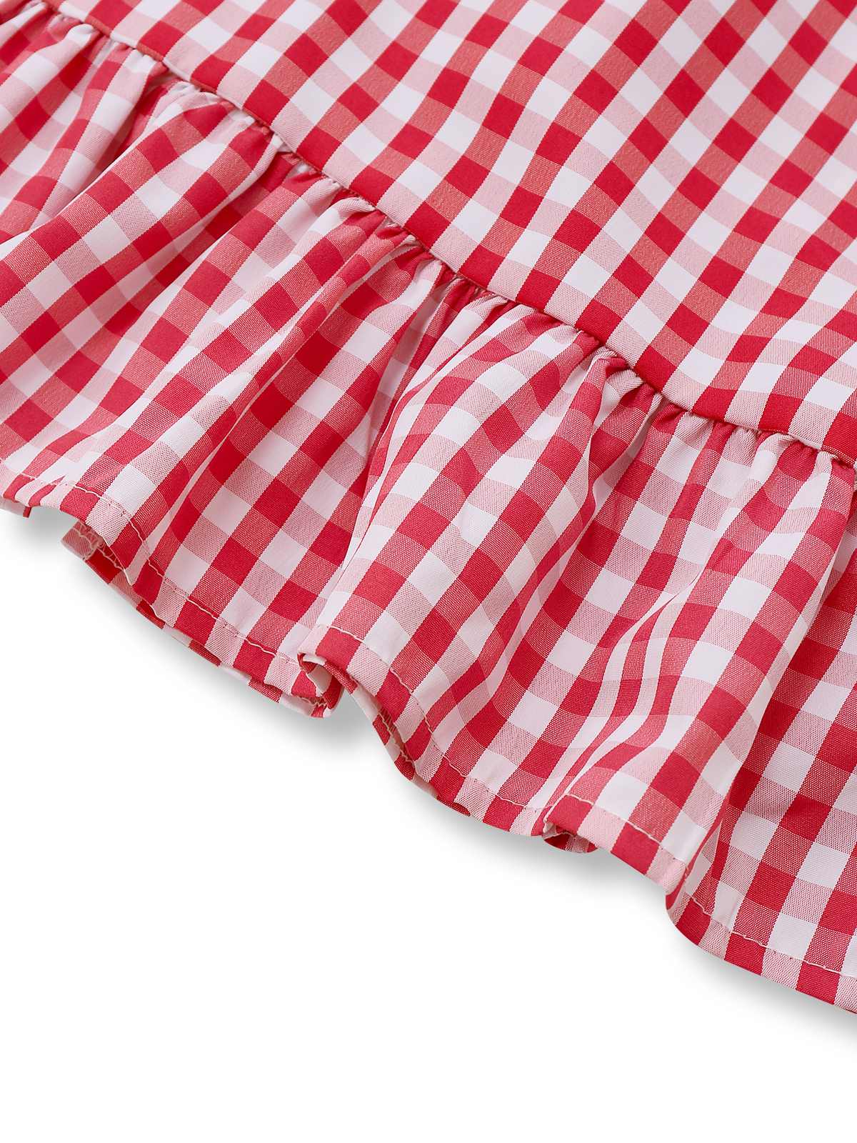 2PCS 1950s Plaid Ruffled Bow Vest & Shorts - Image 5