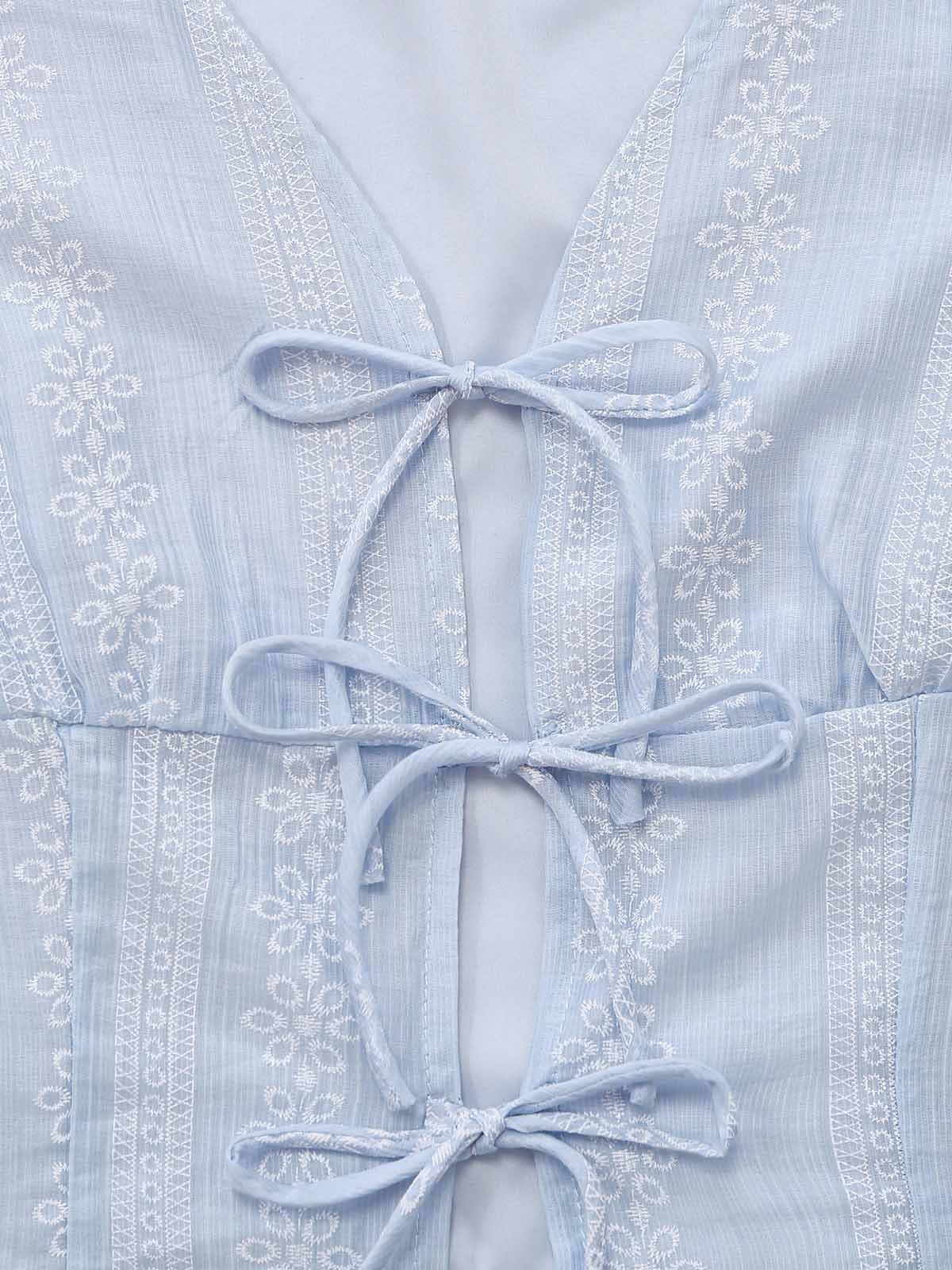 2PCS 1950s Sleeveless V-Neck Lace-Up Corset Top & Pants - Image 4