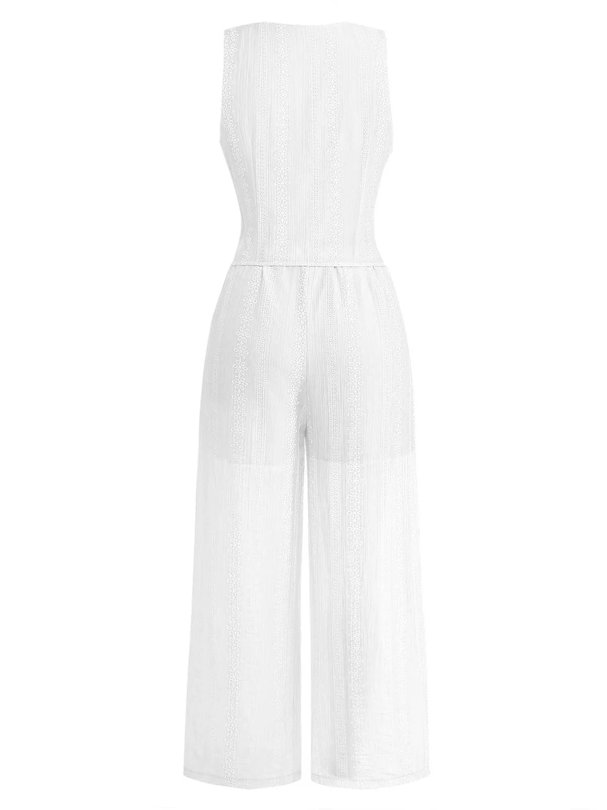 2PCS 1950s Sleeveless V-Neck Lace-Up Corset Top & Pants - Image 9