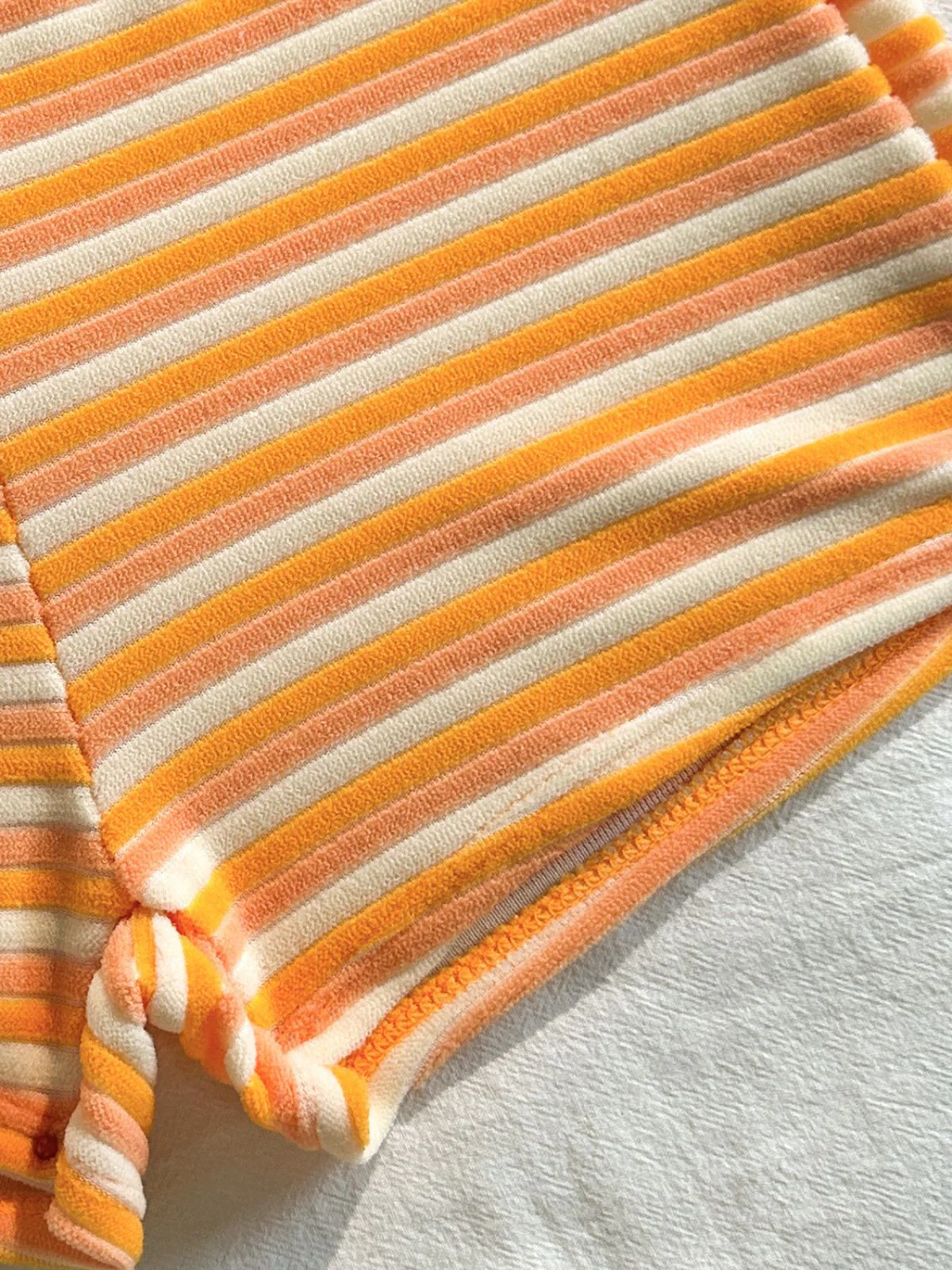 2PCS 1950s Striped Terry Halter Bikini & Shorts - Image 3