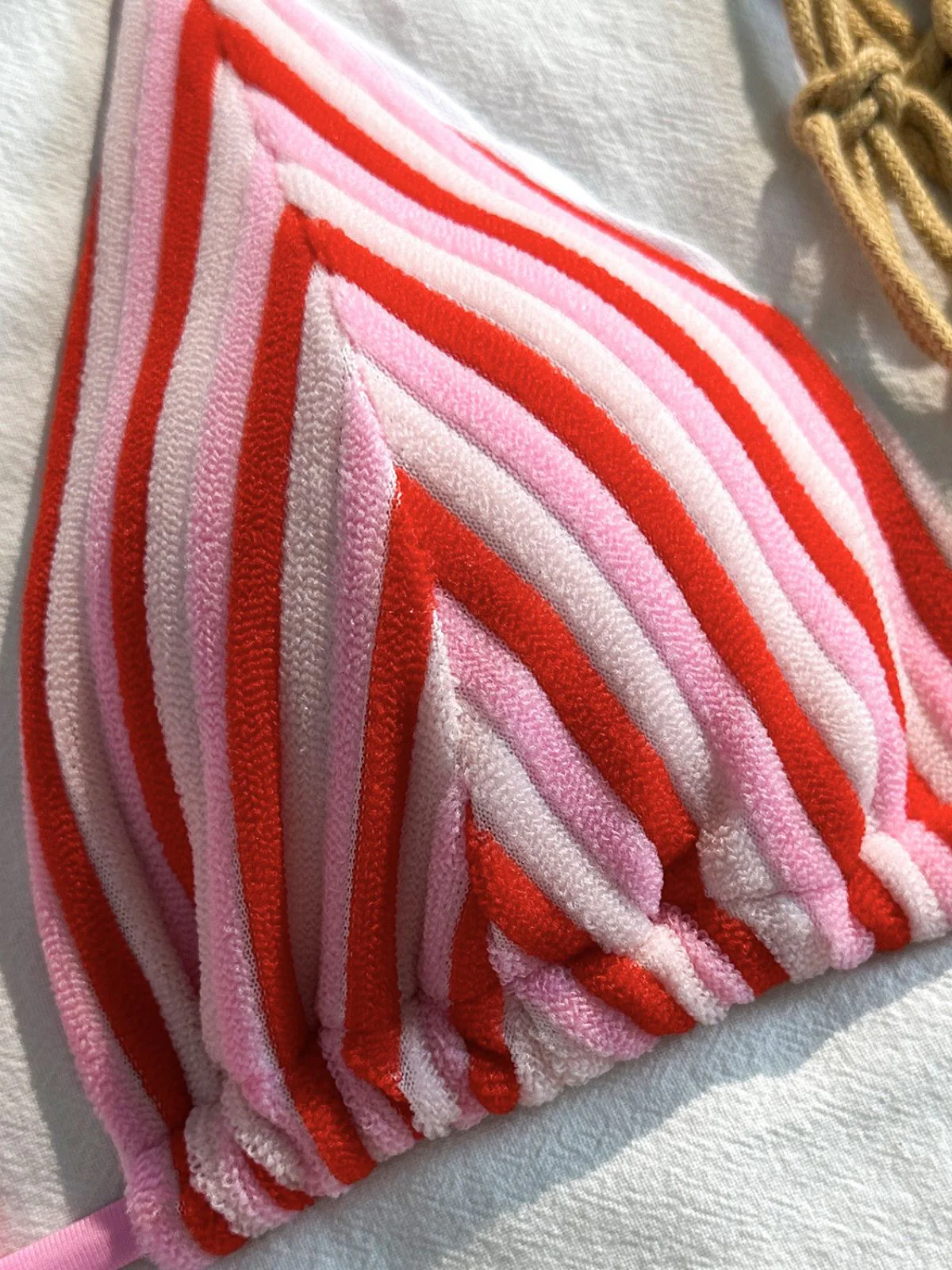 2PCS 1950s Striped Terry Halter Bikini & Shorts - Image 7