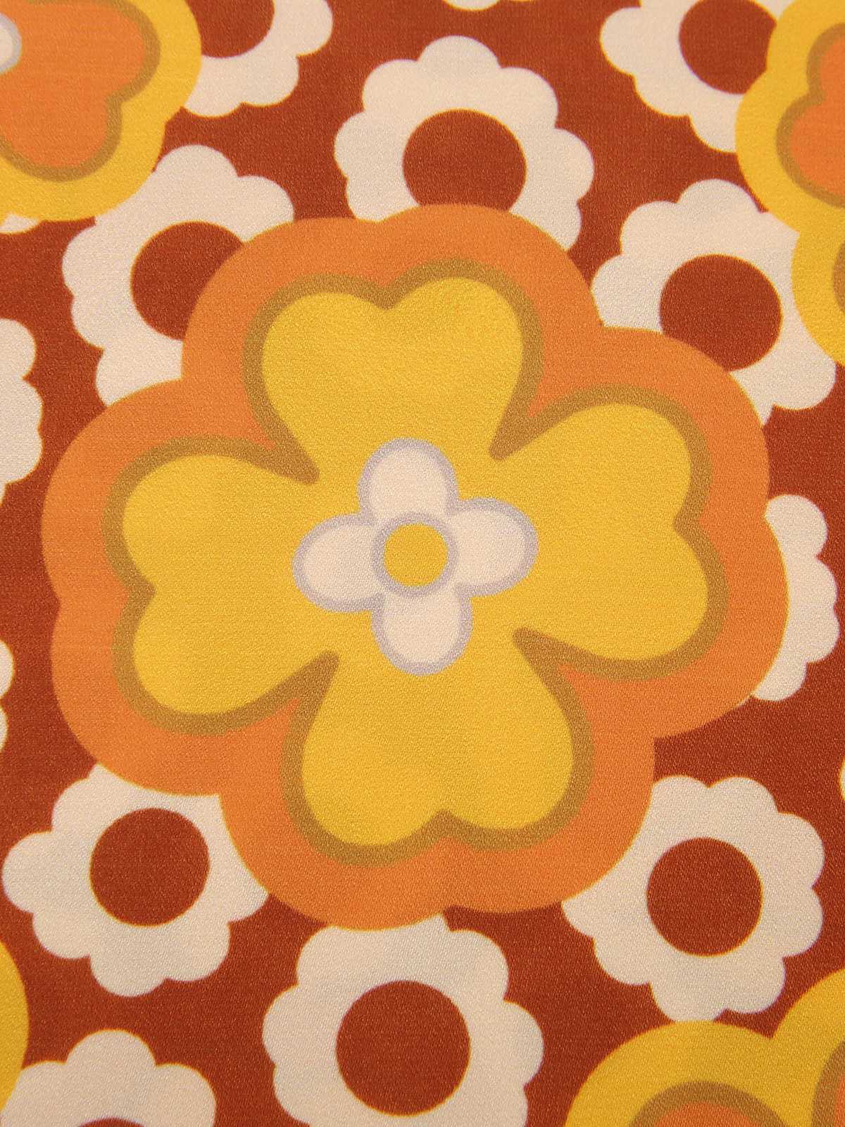 2PCS 1960s Tie Neck Floral Top & Button Solid Skirt - Image 8