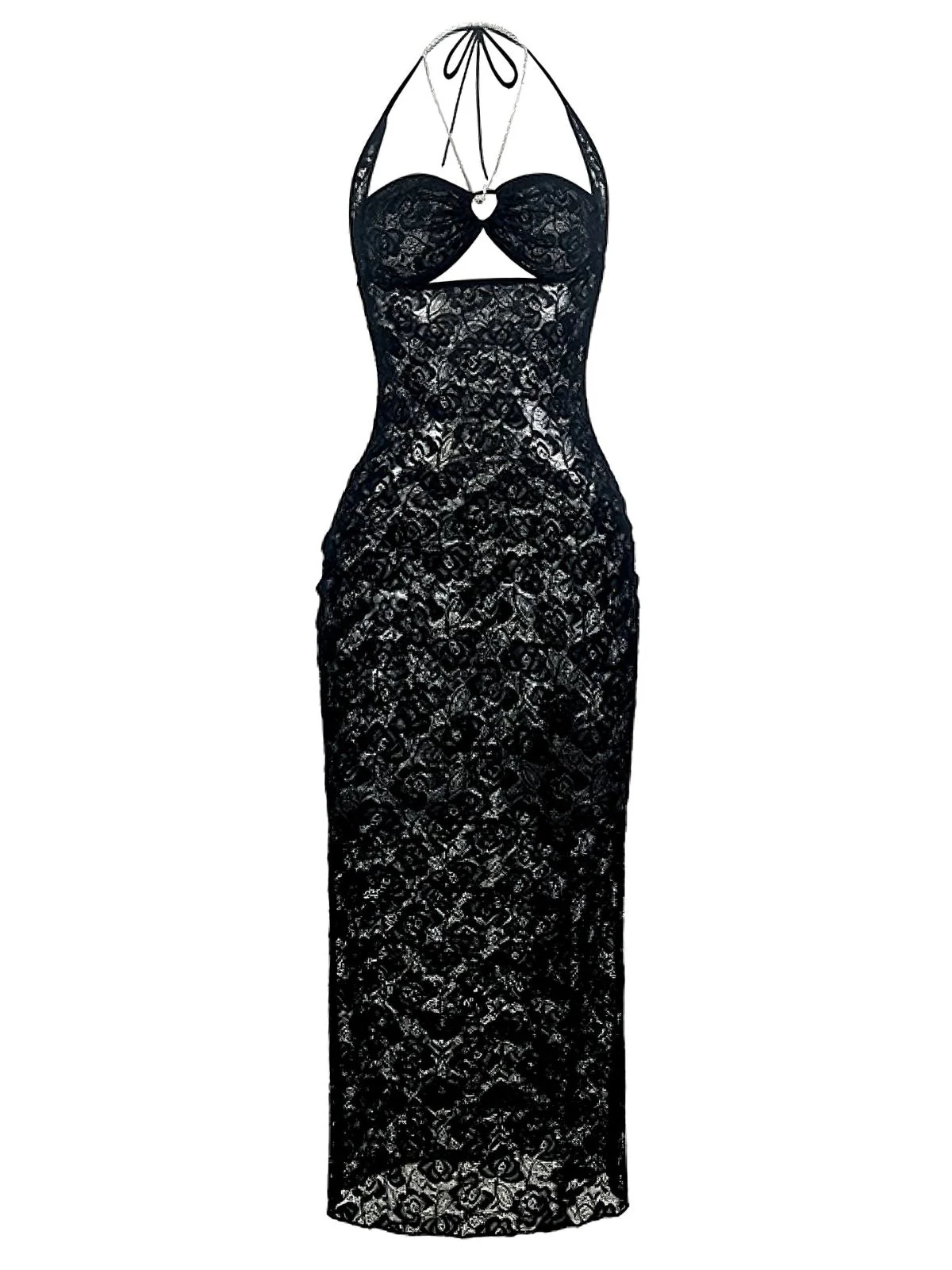 2PCS Black 1940s Lace Sheer Sleepwear Set - Image 17