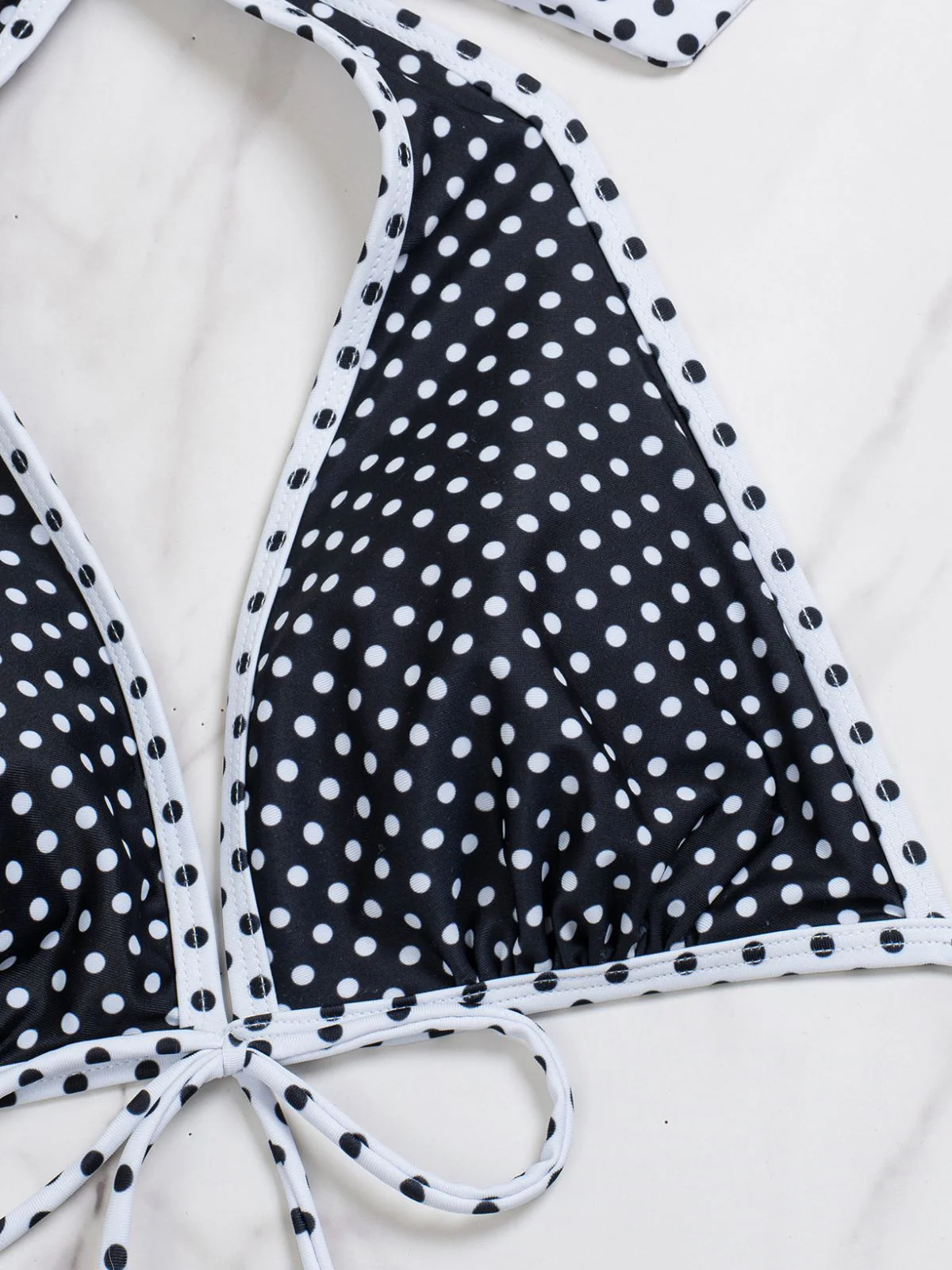 [Pre-Sale] 2PCS Black 1940s Polka Dot Halter Bikini Set & Cover-Up - Image 8