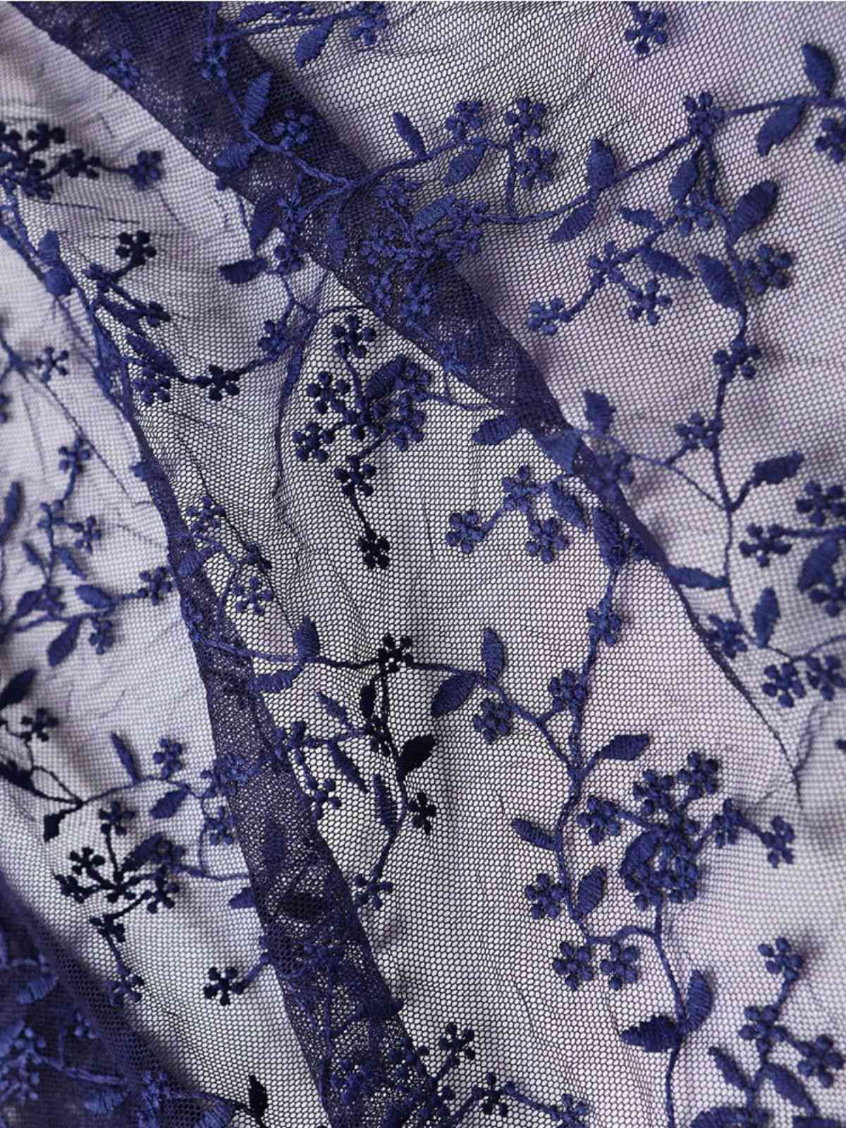 2PCS Black 1950s Ethnic Floral Lace-Up Dress & Apron - Image 9